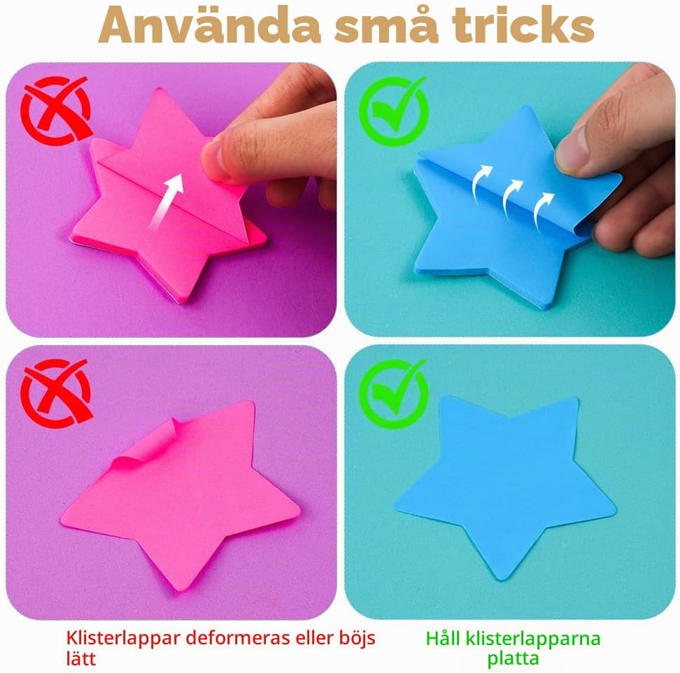 Detalle de AUAUY 5411015 stjärnformade självhäftande lappar, 240 ark i 8 färger