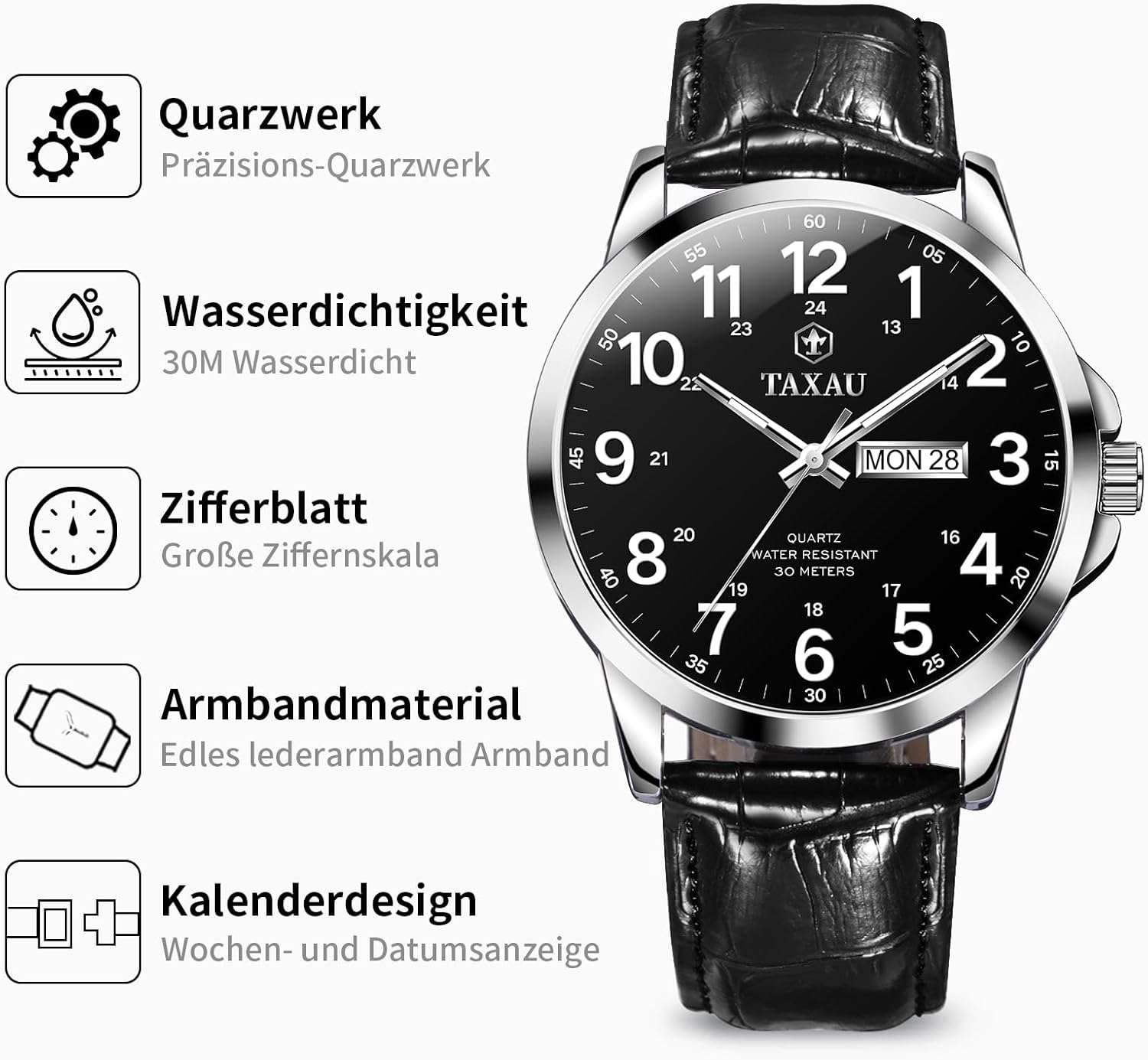 Thumbnail 6 de Taxau Herrenuhr Wasserdicht 3 ATM – klassisch, elegant und zuverlässig