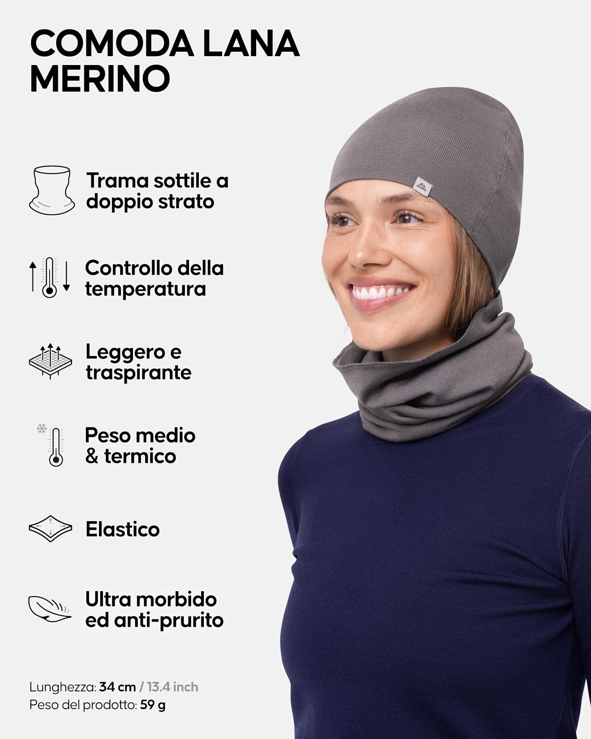 Detalle 2 de DANISH ENDURANCE Scaldacollo in lana merino per uomo e donna 🧣