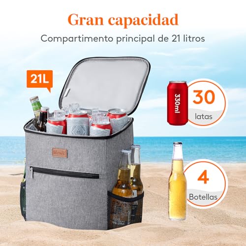 Thumbnail 1 de Lifewit Mochila Nevera 24L (hasta 30 latas) gris: térmica portátil para playa, picnic y trabajo