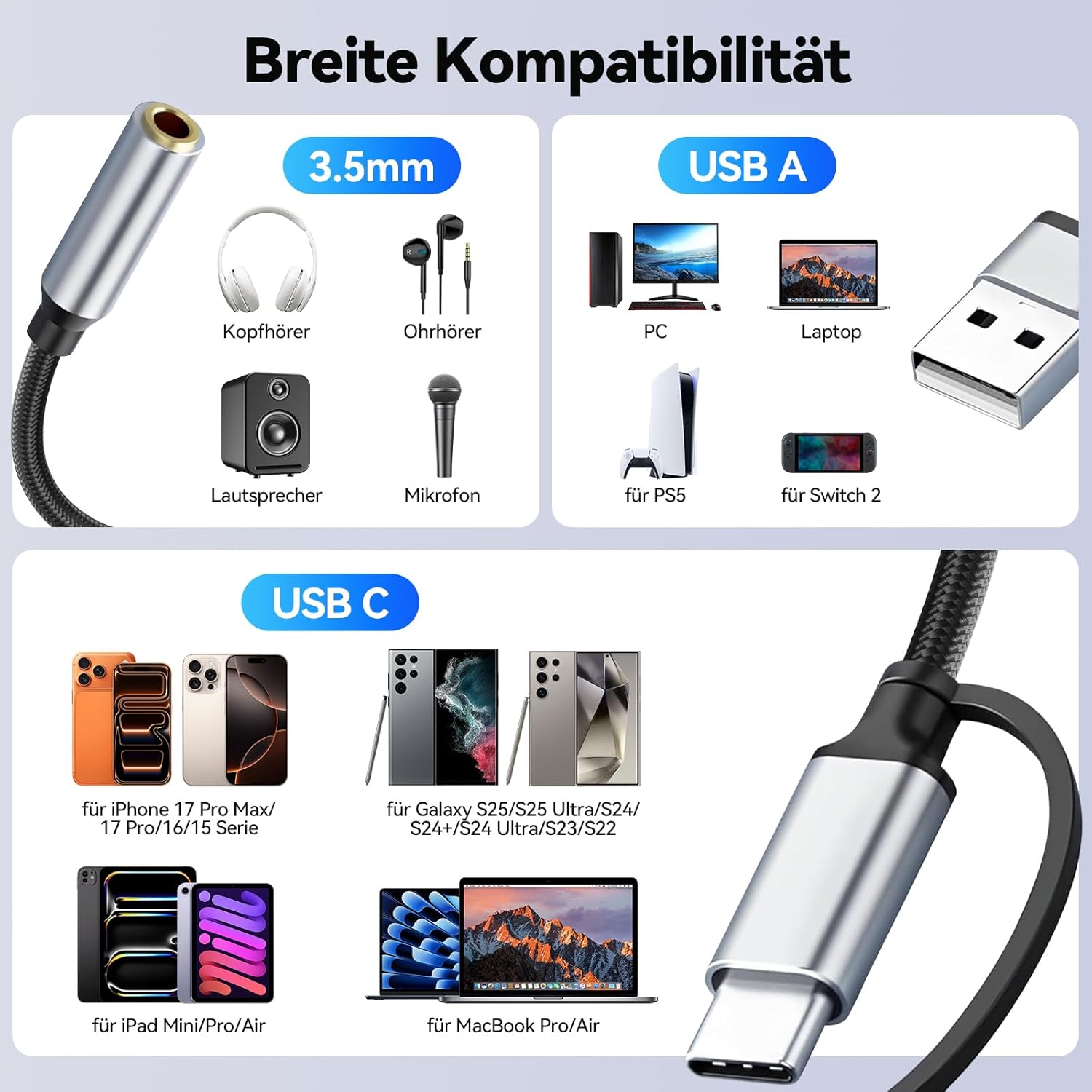 Thumbnail 6 de ELUTENG USB C Audio Adapter 2 in 1