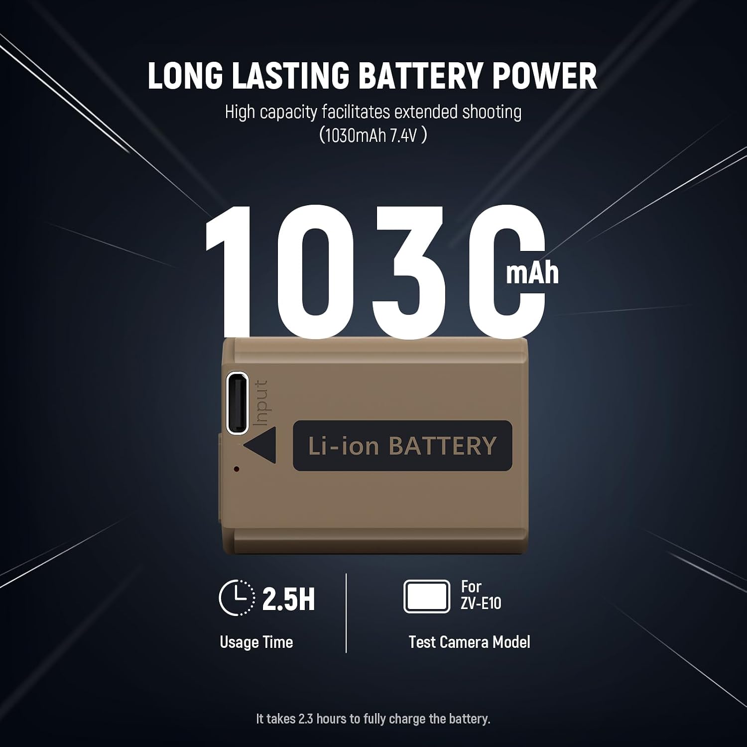 Detalle de NEEWER NP-FW50 Ersatz-Akku (1030 mAh) mit USB-C Laden für Sony Kameras