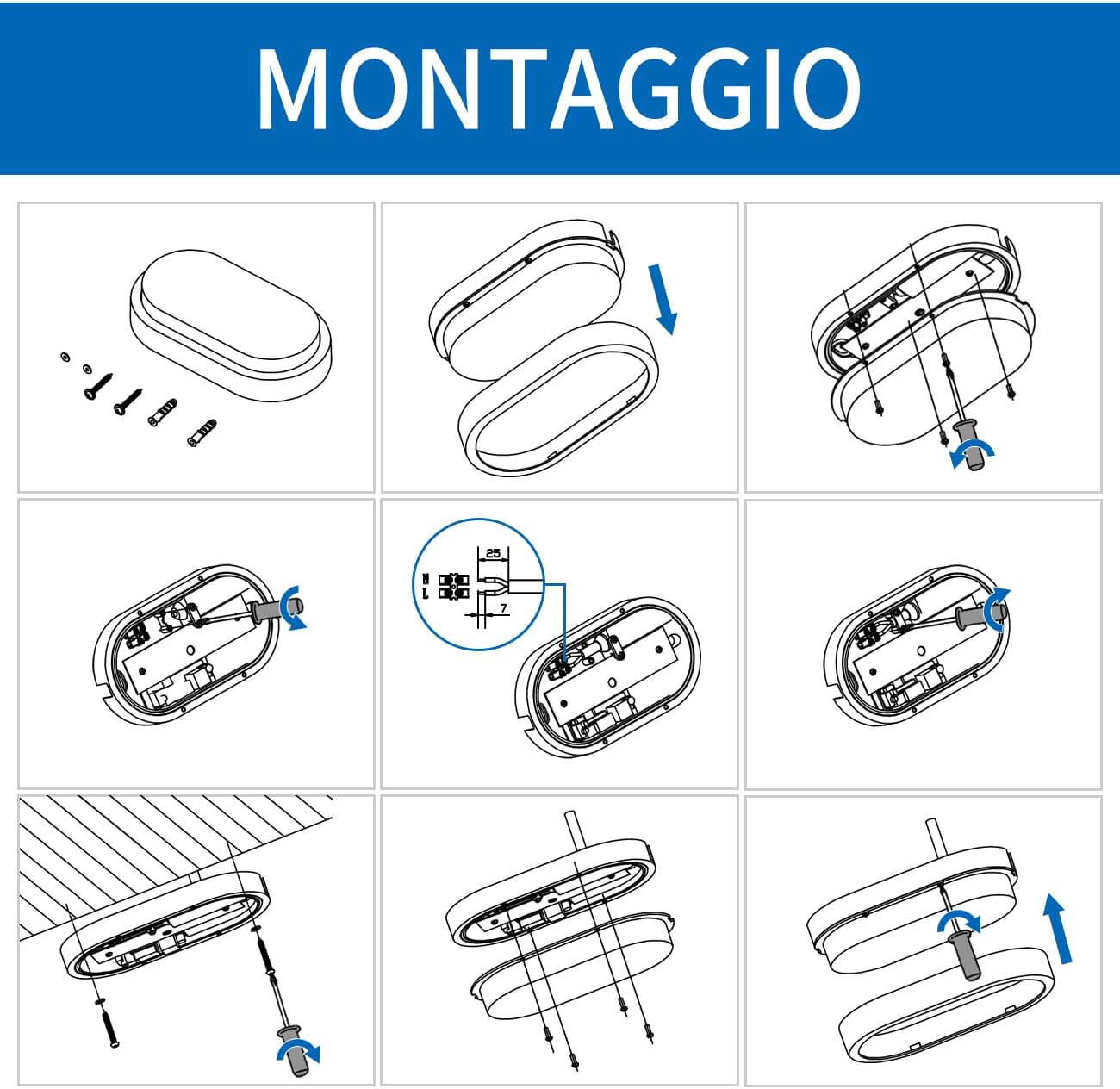 Thumbnail 4 de ANWIO Lampada da parete bianco 14W 980 lm 4000K IP54 (2 unità) per esterno e interno