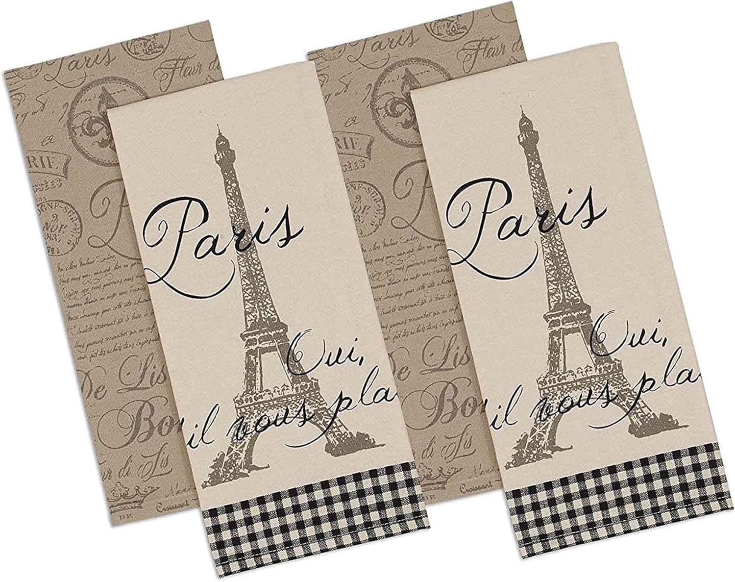 Thumbnail 1 de DII lot de 4 torchons de table style français Tour Eiffel (45,7 x 71,1 cm)