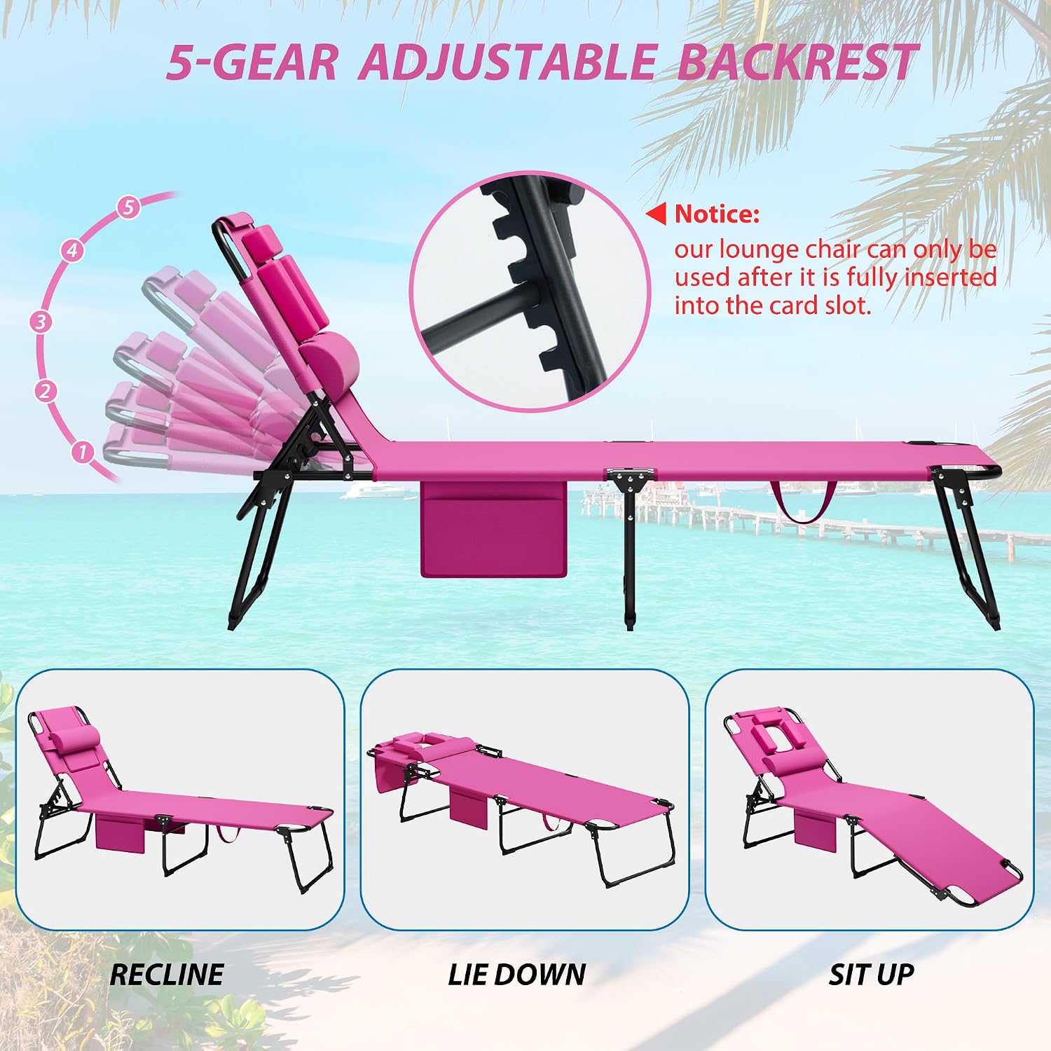 Detalle 1 de Candockway Folding Tanning Chair, 5-Position