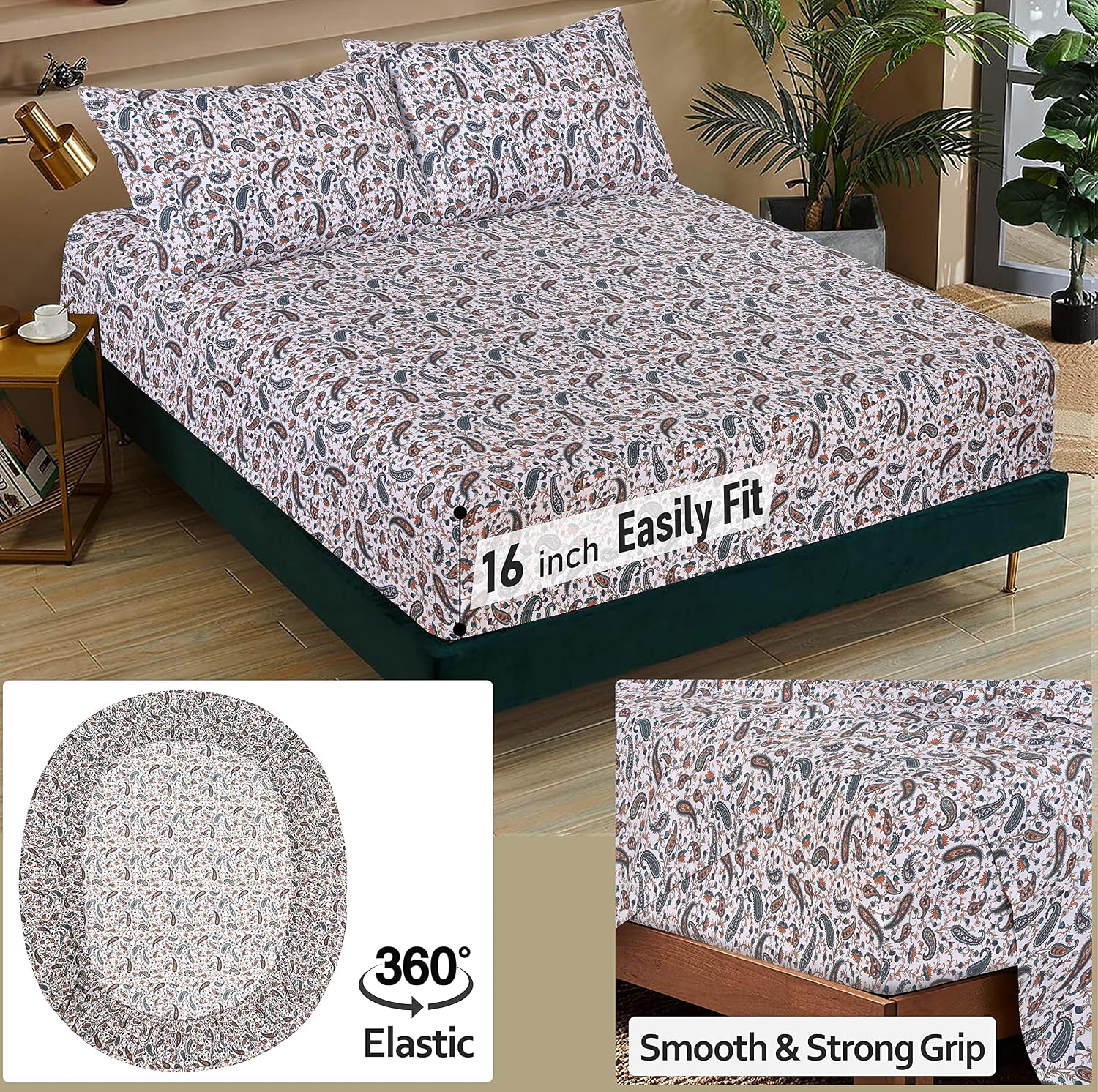 Detalle de RUVANTI Queen Percale Cotton Sheets 16