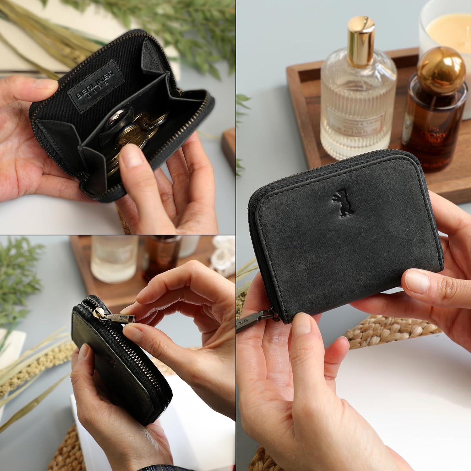 Detalle 2 de Berliner Bags Braga Petit Portefeuille en Cuir avec Protection RFID – Gris Foncé