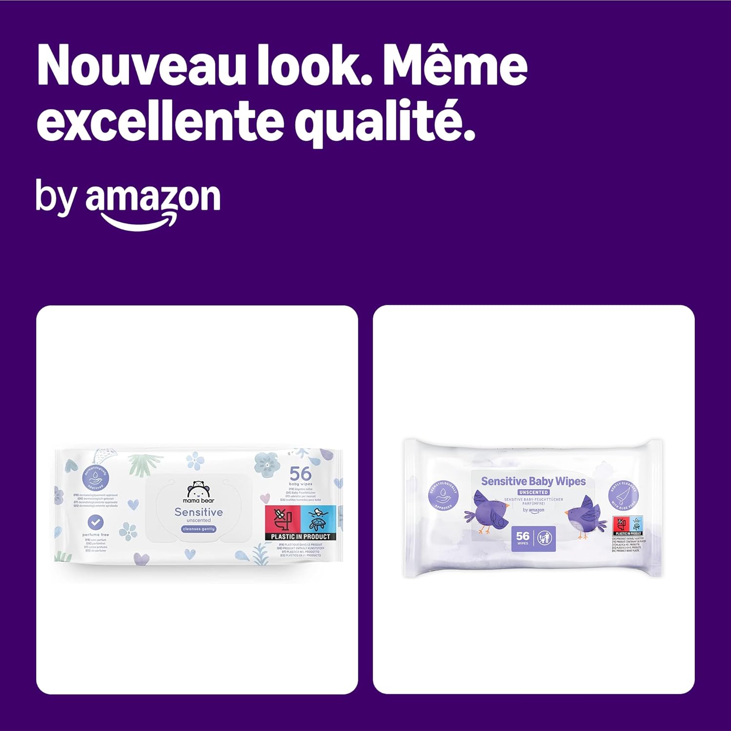 Detalle de Lingettes bébé sensibles sans parfum – 1008 lingettes, 18 paquets de 56