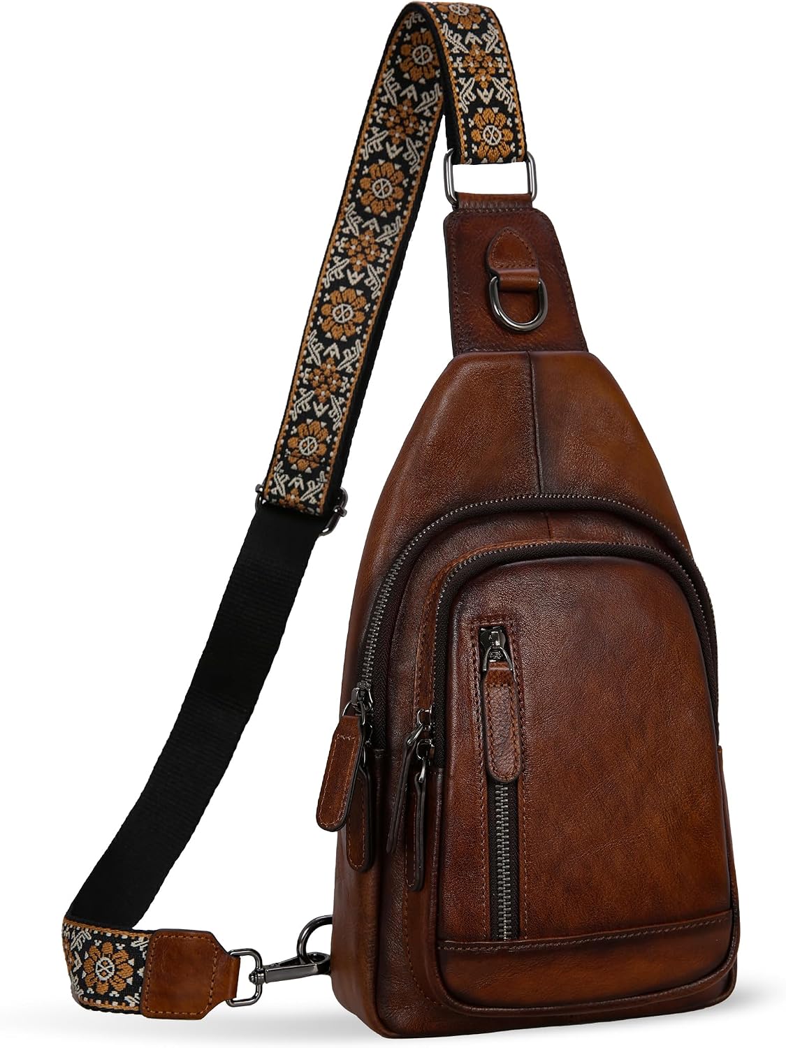 Detalle de HESHE Leather Sling Bag Genuine Leather