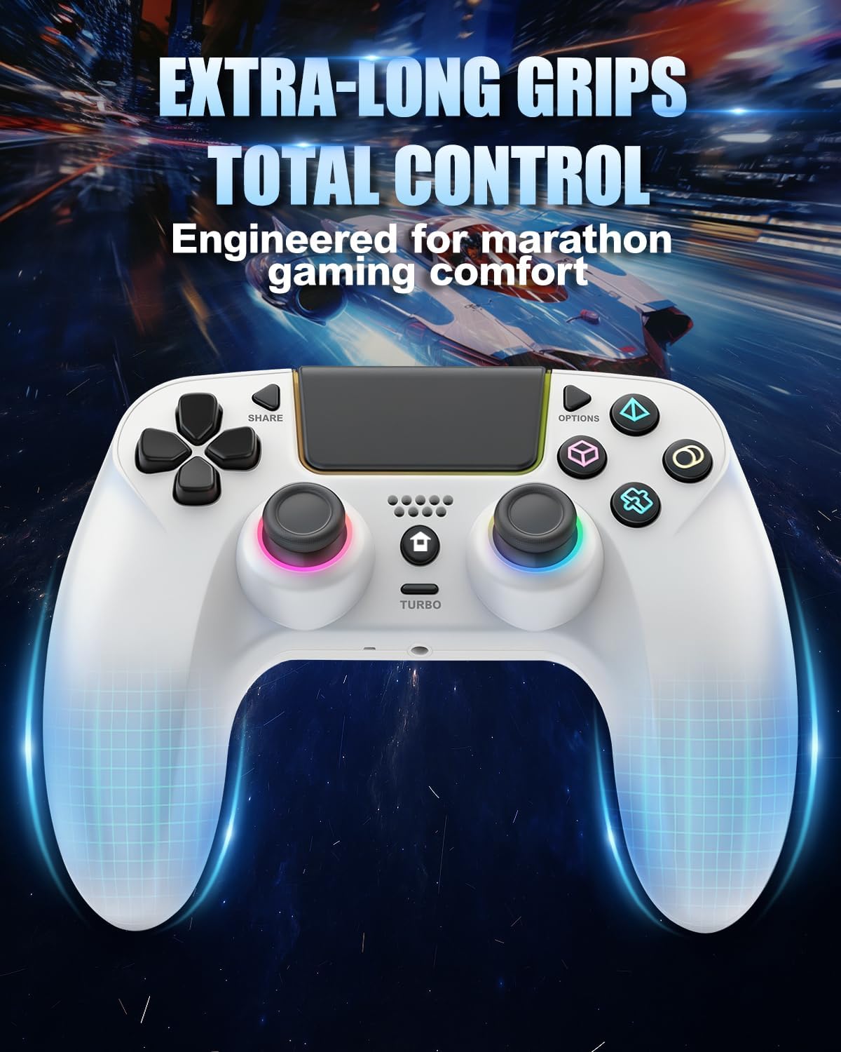 Detalle de GUOC LED Wireless Controller for PS5 with Hall Effect Joystick, Back Macro Buttons, Dual Vibration, and RGB Lighting