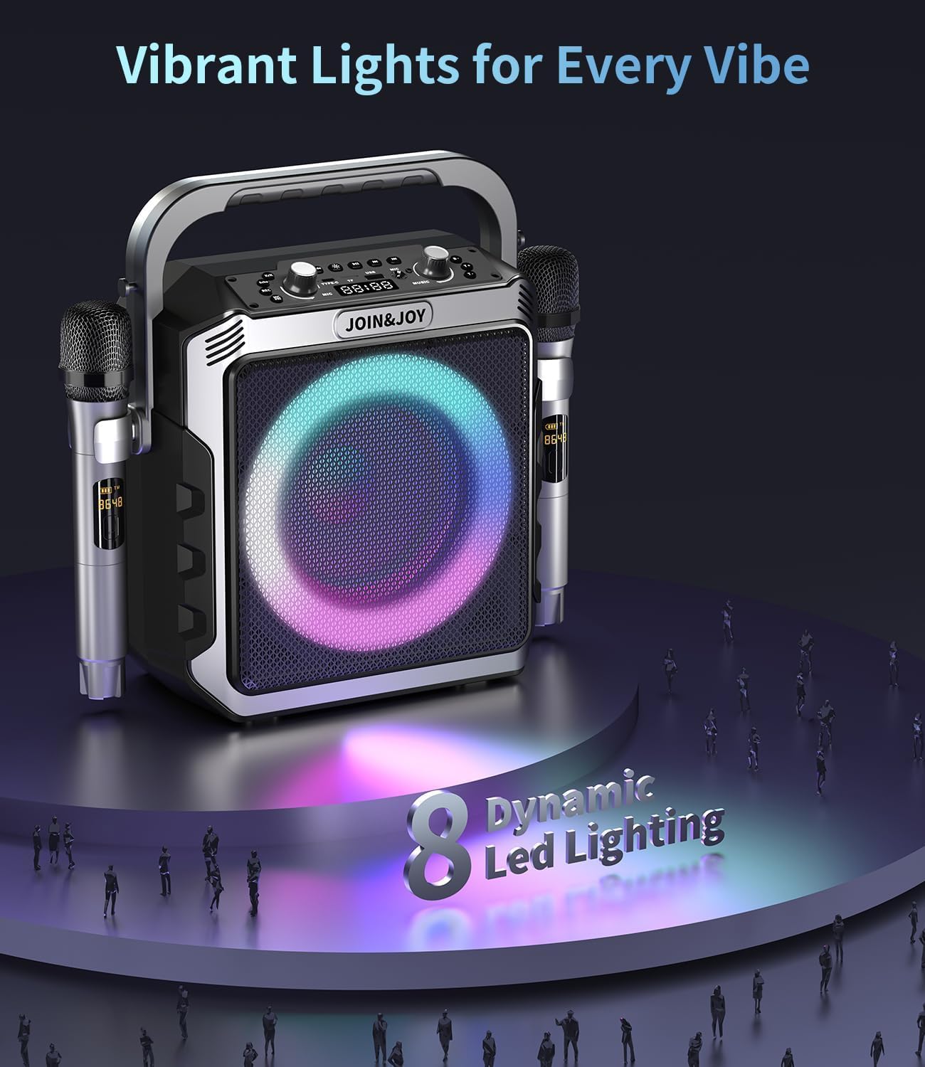 Detalle de Portable Karaoke Machine with 2 Wireless Microphones