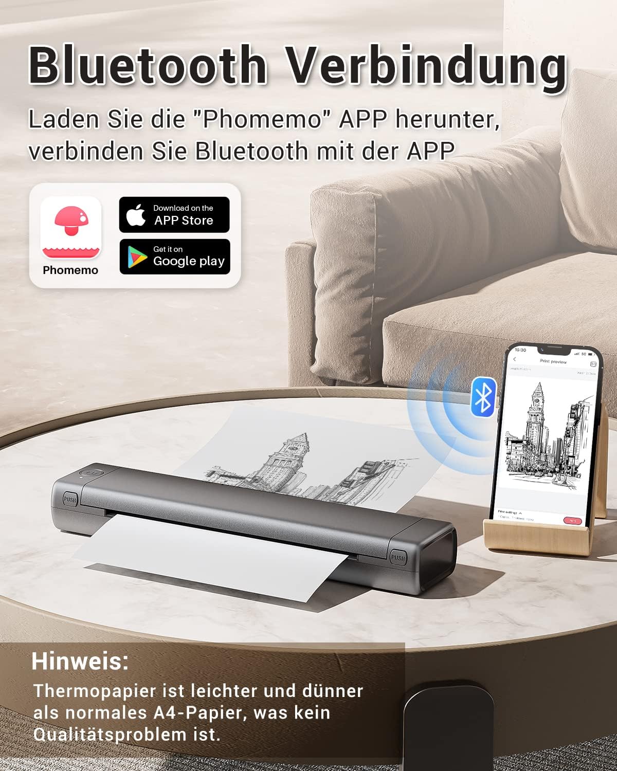 Thumbnail 1 de Phomemo M08F stampante portatile Bluetooth A4