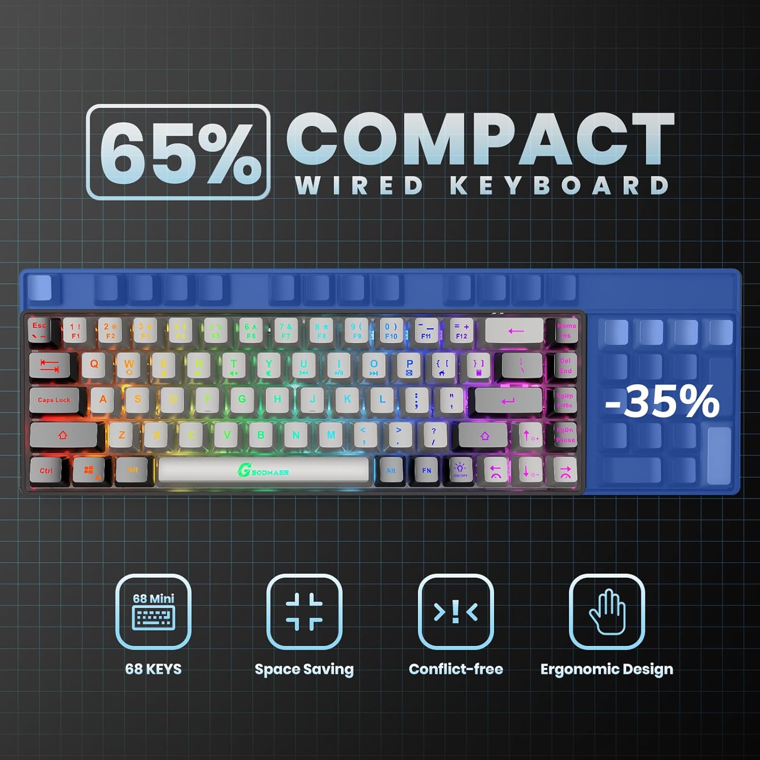 Thumbnail 3 de GEODMAER 65% Gaming Keyboard