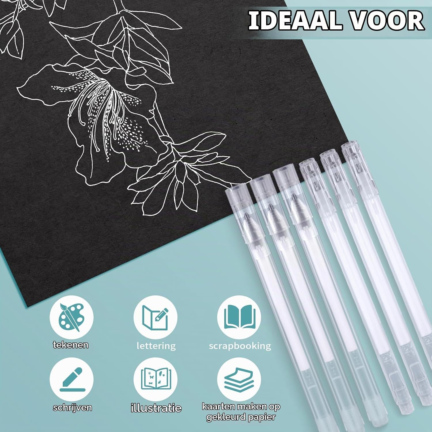 Detalle 2 de YIIFELL witte gelpennen, 6 stuks met 0,6 en 0,8 mm punt