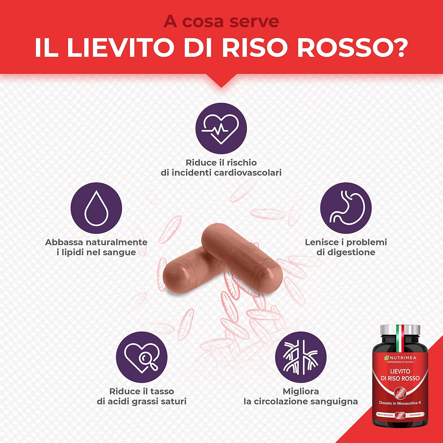 Detalle 2 de Lievito di Riso Rosso 2,8 mg Monacolina K 90 Capsule