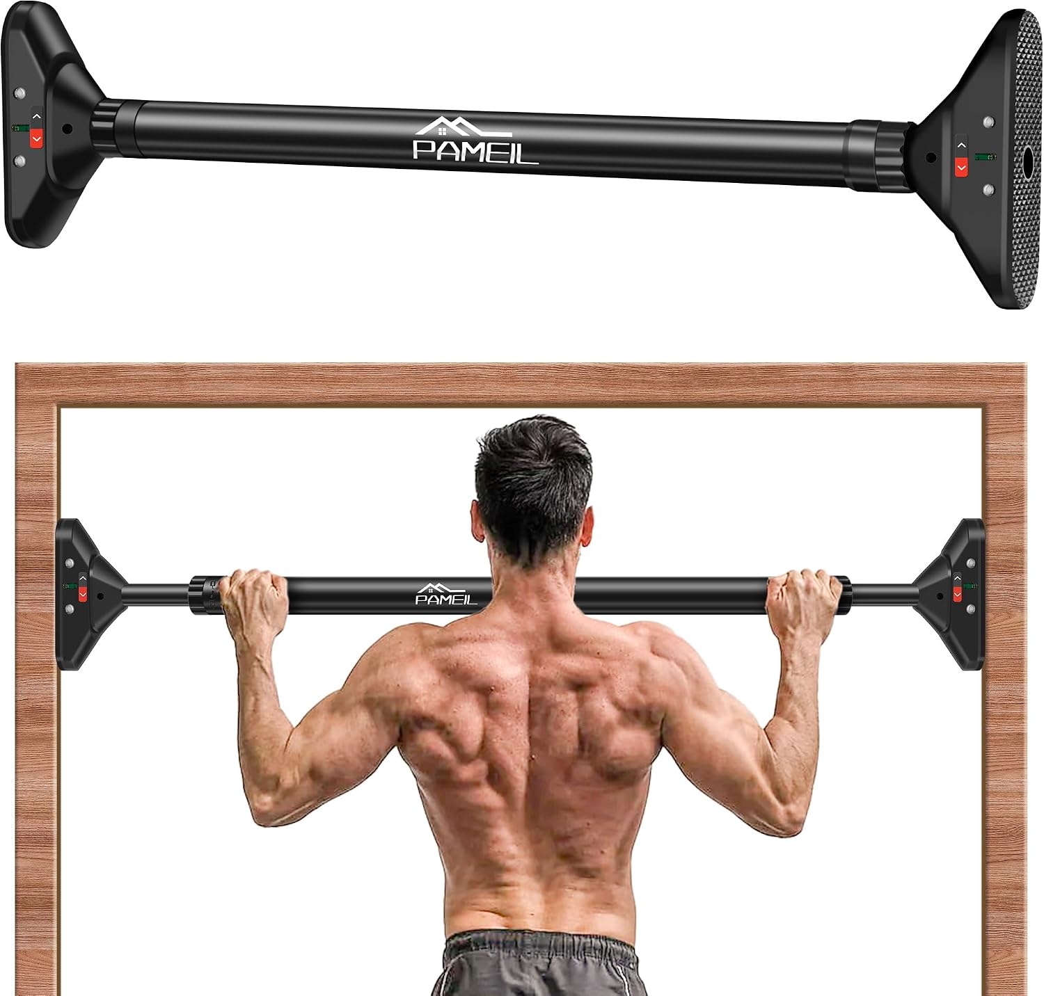 Detalle de Pameil Klimmzugstange Türrahmen – verstellbar 75–94 cm, Tragkraft bis 200 kg, ohne Bohren