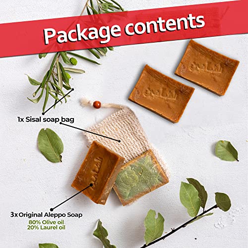 Thumbnail 2 de Natura Germania Aleppo Soap Set: 2 x Olive & Laurel Oil Soap (200g each) with Sisal Bag and Storage Bag