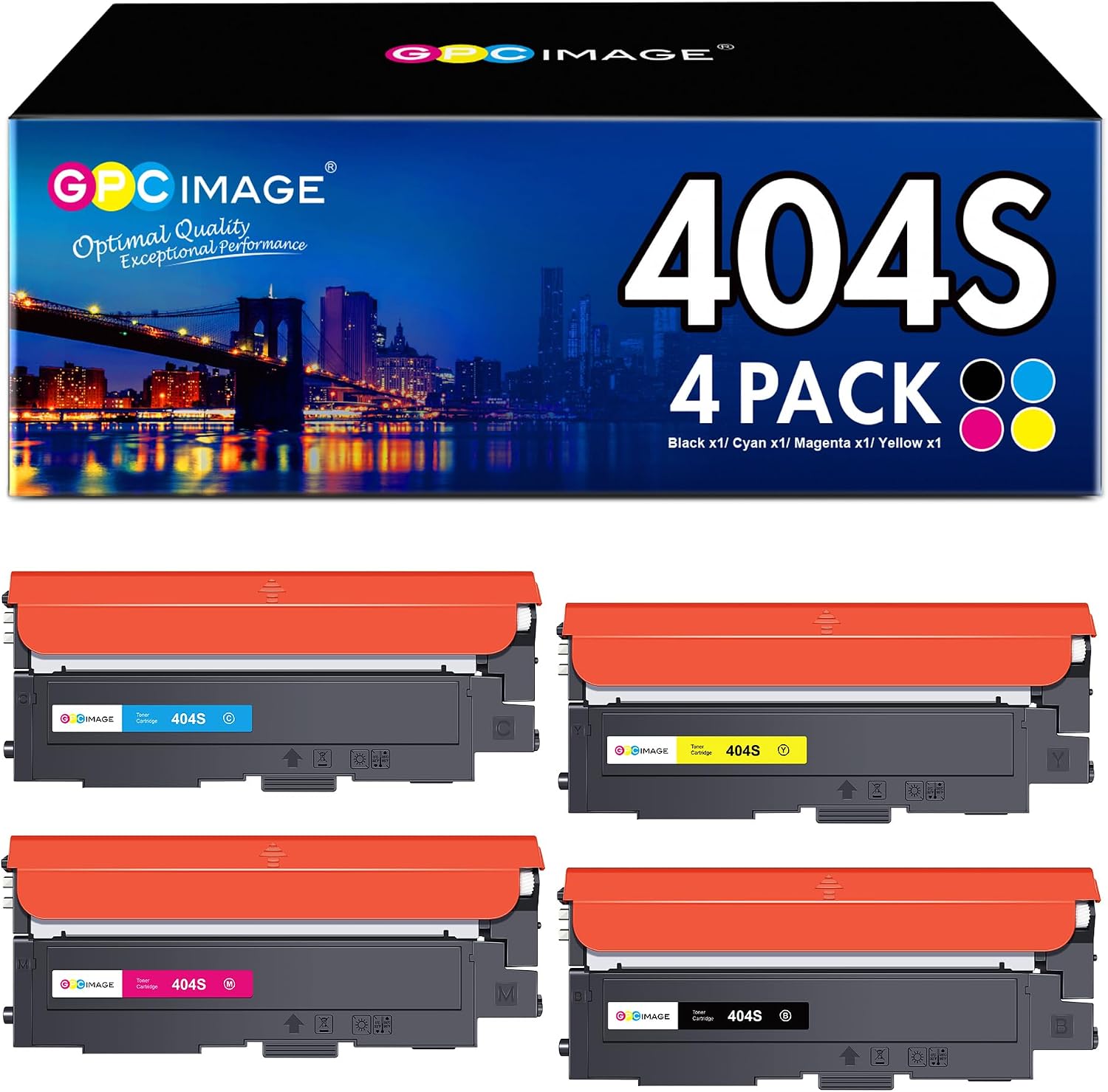 GPC IMAGE CLT-P404C Tonerkartusche – 4er-Pack (Schwarz, Cyan, Gelb, Magenta) kompatibel zu Samsung CLT-K404S/CLT-C404S/CLT-Y404S/CLT-M404S