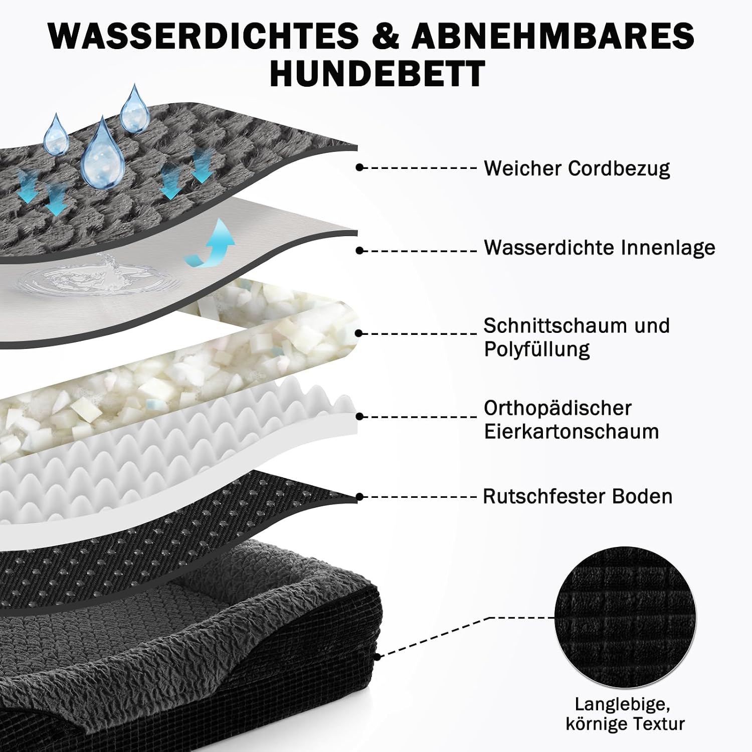 Thumbnail 4 de FURTIME Orthopädisches Hundebett XL 107×81×19cm