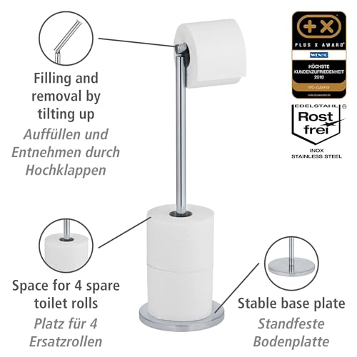 Thumbnail 1 de WENKO Portarrollos de pie 2 en 1 acero inox 🌟
