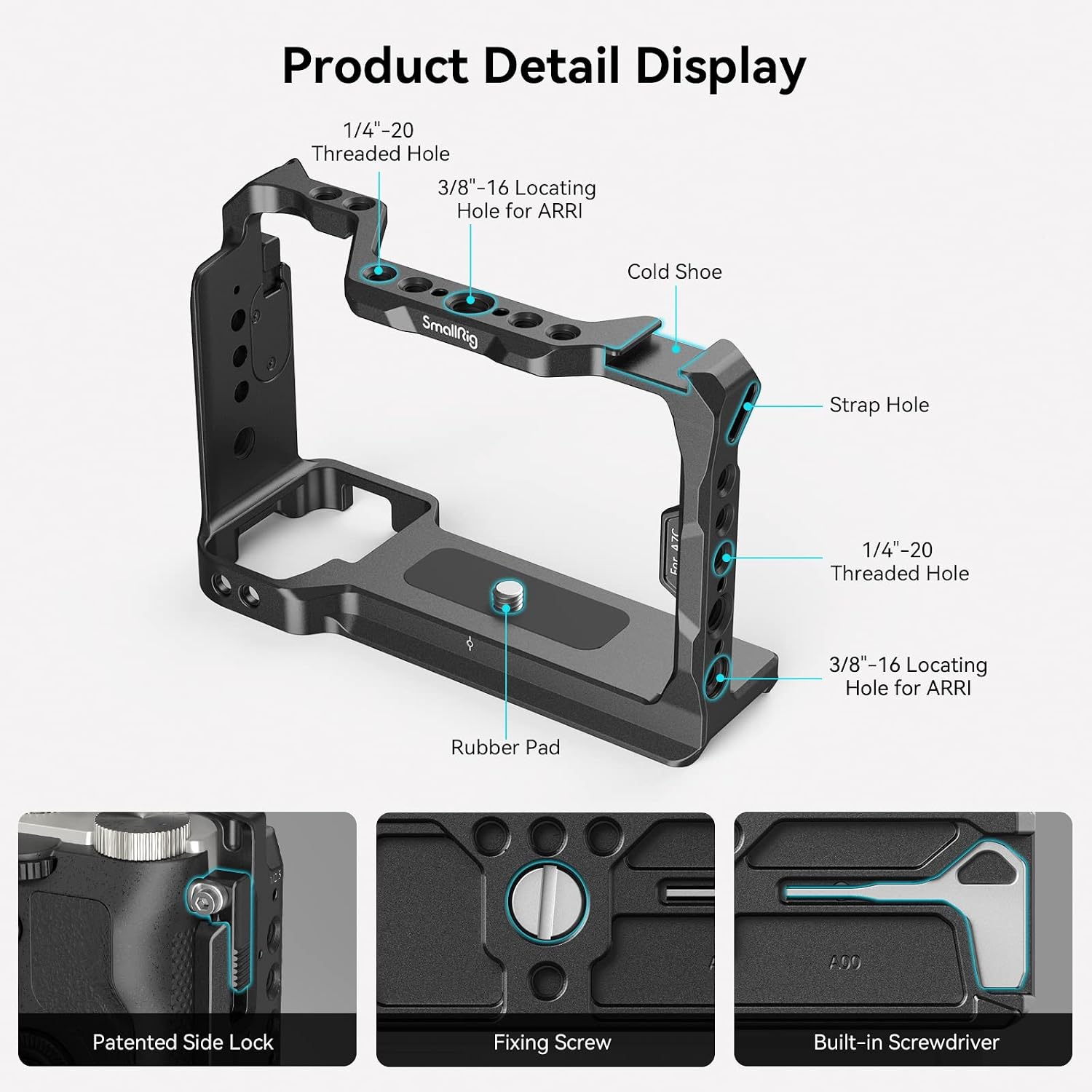 Detalle 2 de SMALLRIG 3081B camerakooi voor Sony A7C met Arca-Swiss en coldshoe