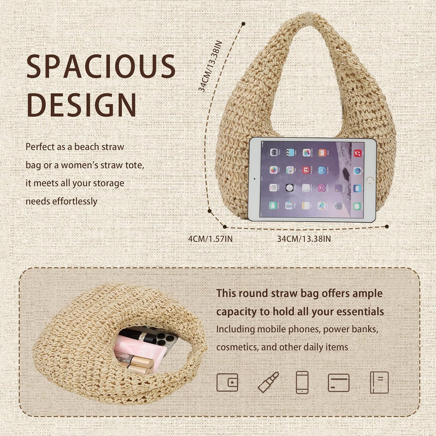 Thumbnail 3 de Ynport Crefreak Strohtasche 34x34 cm