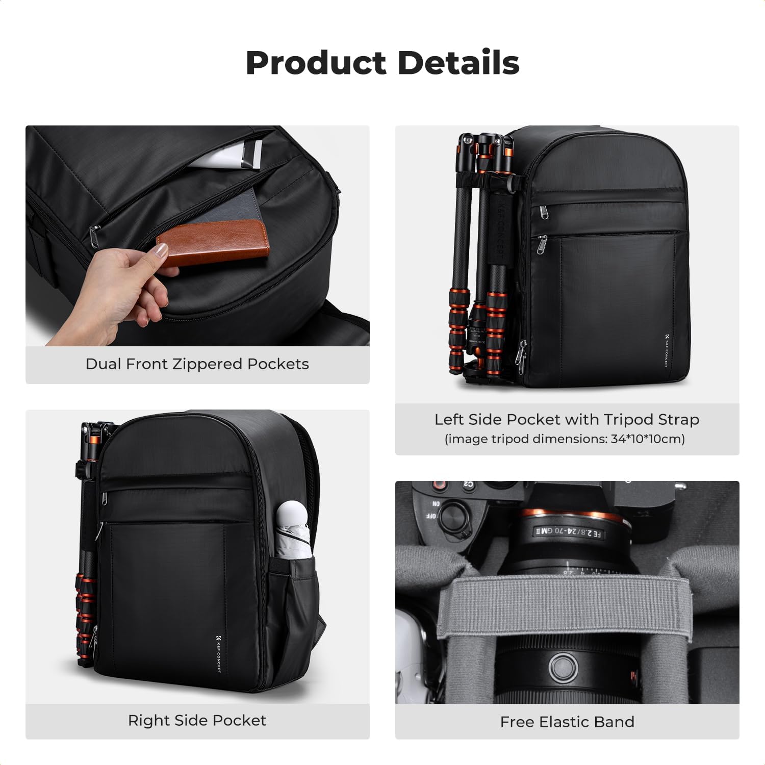 Thumbnail 5 de K&F CONCEPT Kamerarucksack Fotorucksack mit Regenschutz
