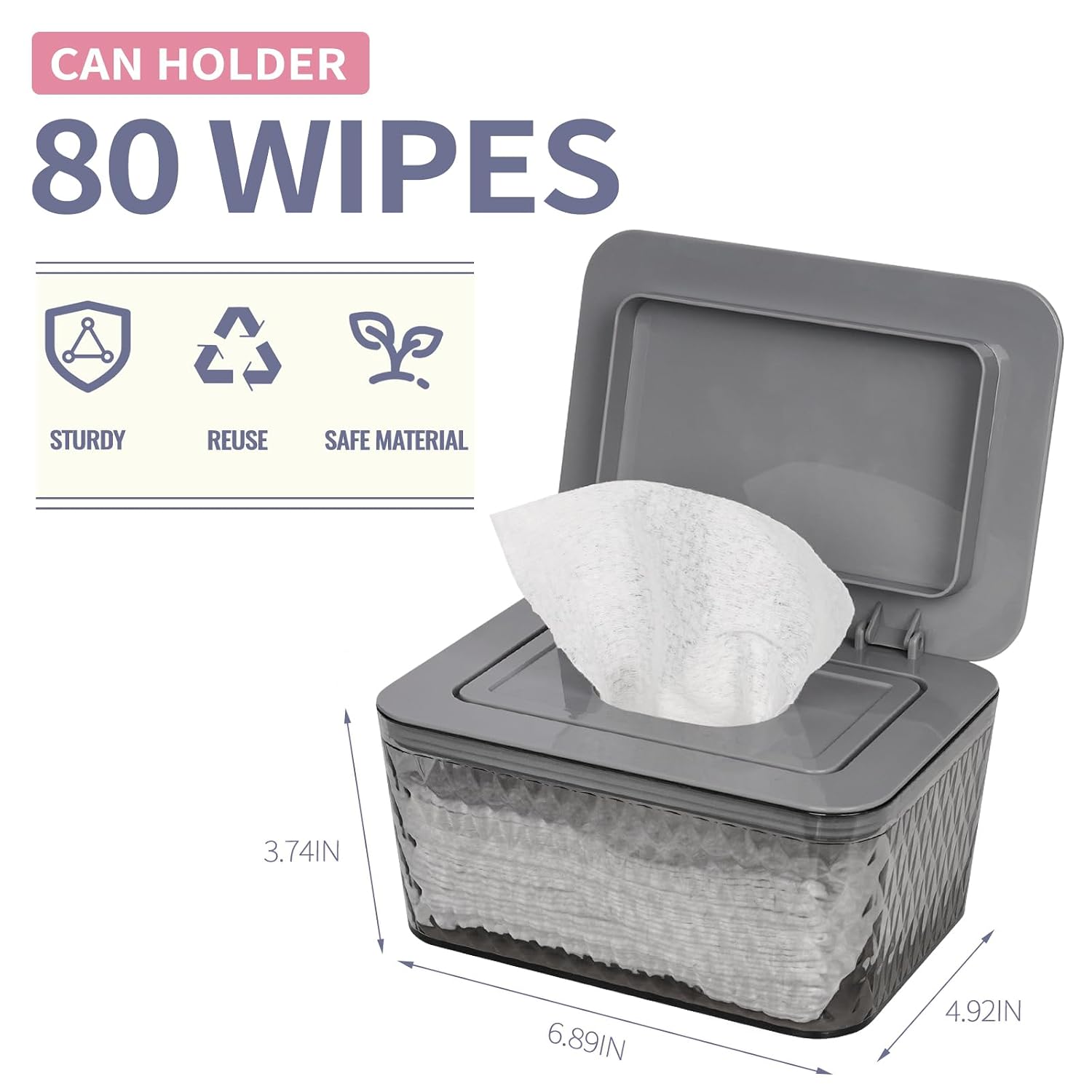Detalle 2 de Whiidoom Wipes Dispenser, Grey Clear Holder with One-Handed Access