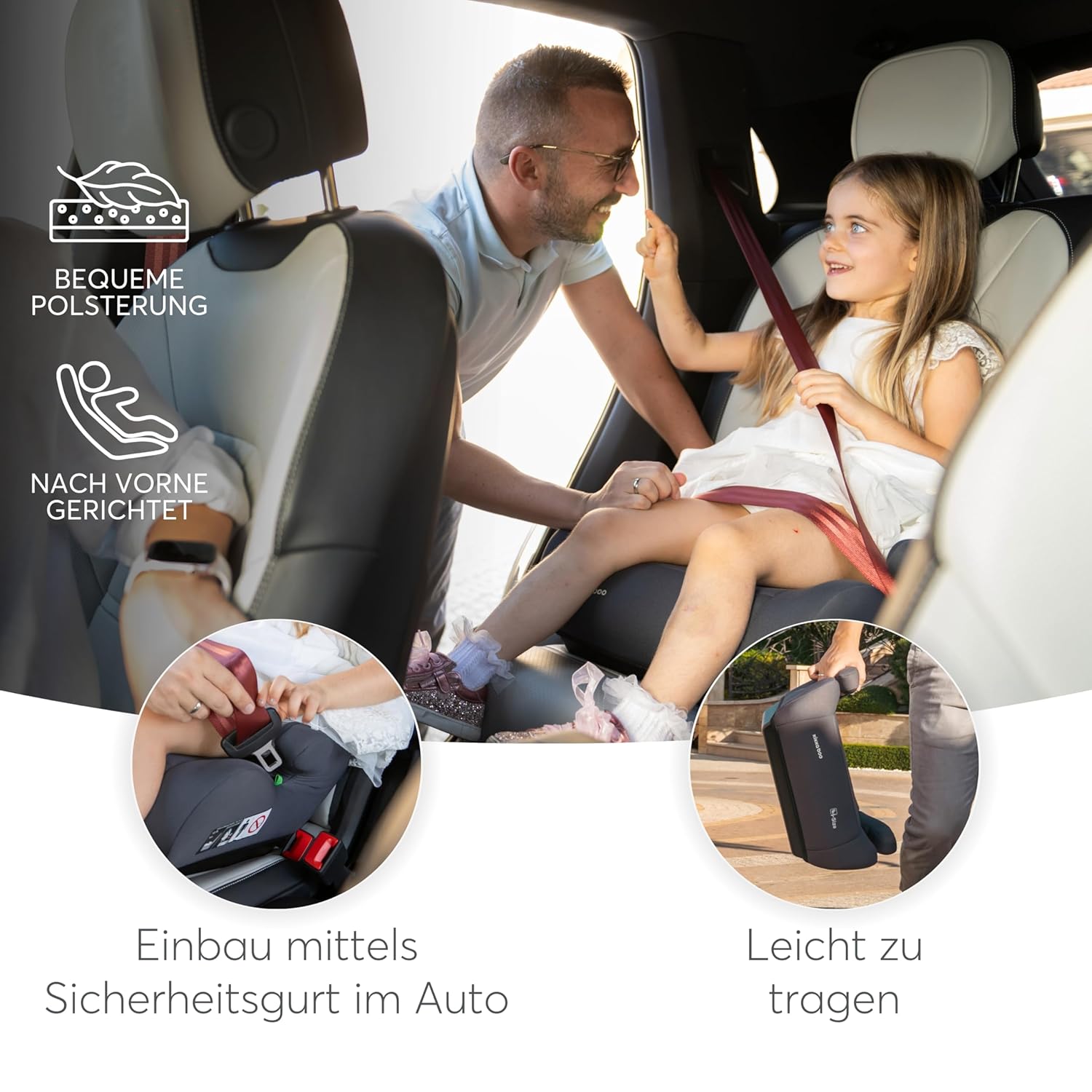 Thumbnail 3 de KikkaBoo Sitzerhöhung Auto i-UP (i-Size), 125–150 cm, 22–36 kg, Grau – Gruppe 3