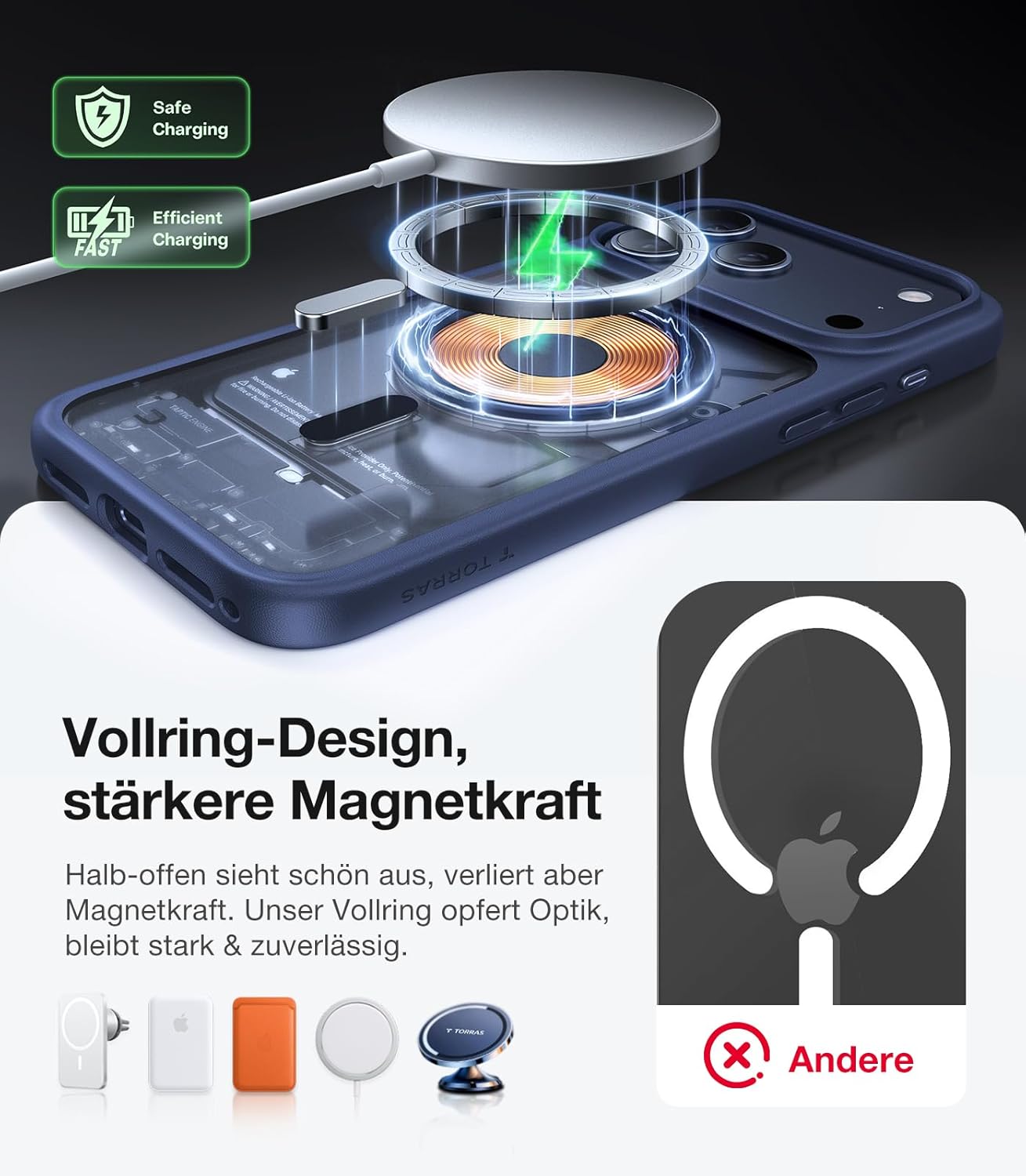 Detalle de TORRAS Guardian‑Mag iPhone 17 Pro Hülle, stoßfest