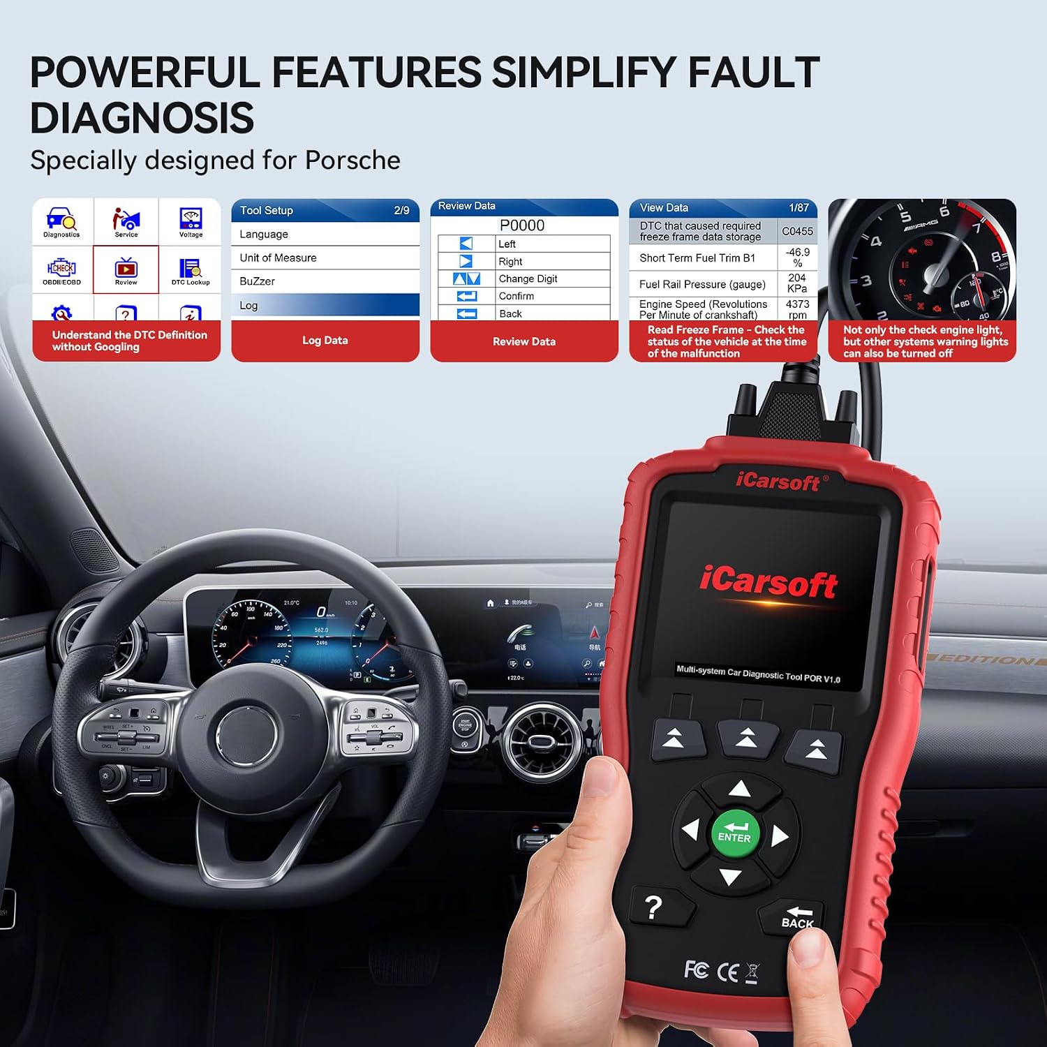 Thumbnail 5 de iCarsoft OBD2 Scanner for Porsche – Full System POR V1.0