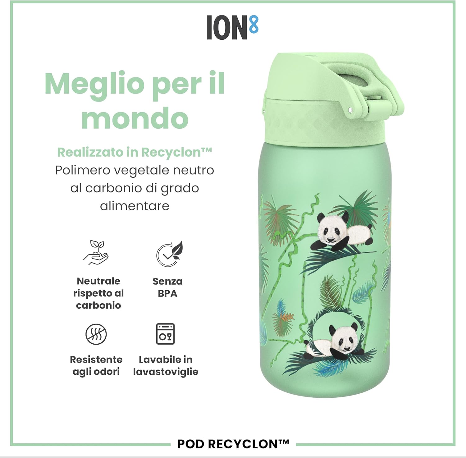 Detalle de Ion8 Borraccia per Bambini 350 ml – a prova di perdite, Panda