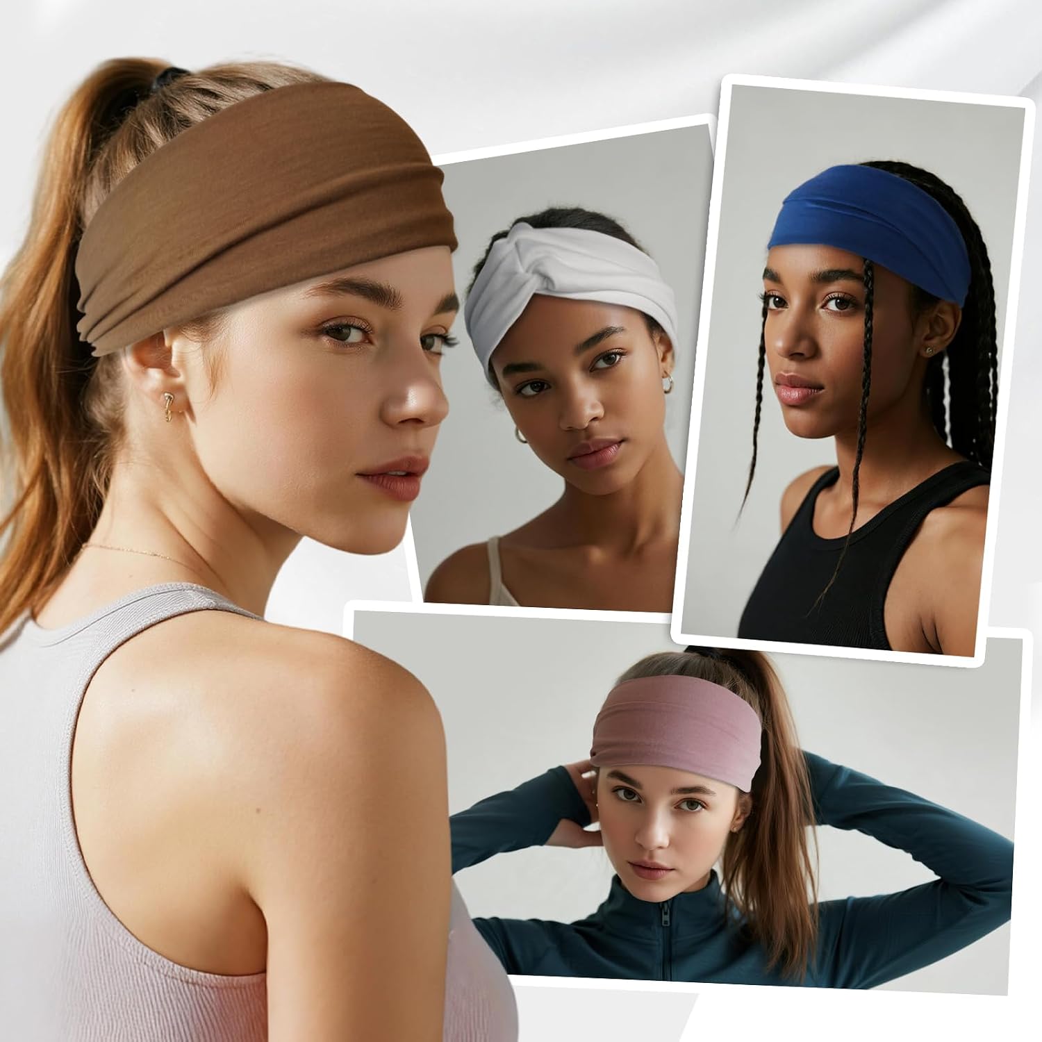 Detalle 2 de HSEM Women's Wide Headbands, 6-Pack Soft Stretchy Non-Slip Hair Bands