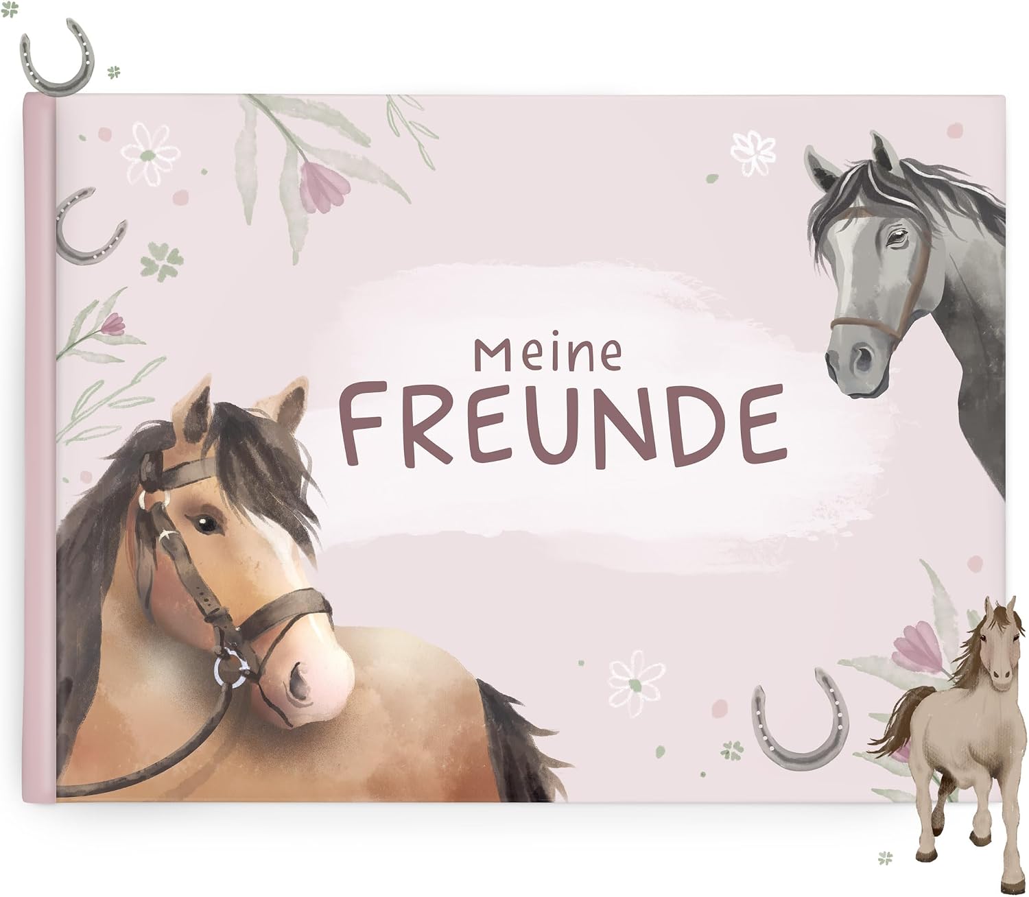 Detalle de mintkind® Schulfreundebuch Pferde für Mädchen (DIN A5, Hardcover, 30 Freundeseiten) – mit Geburtstagskalender & Malrätseln