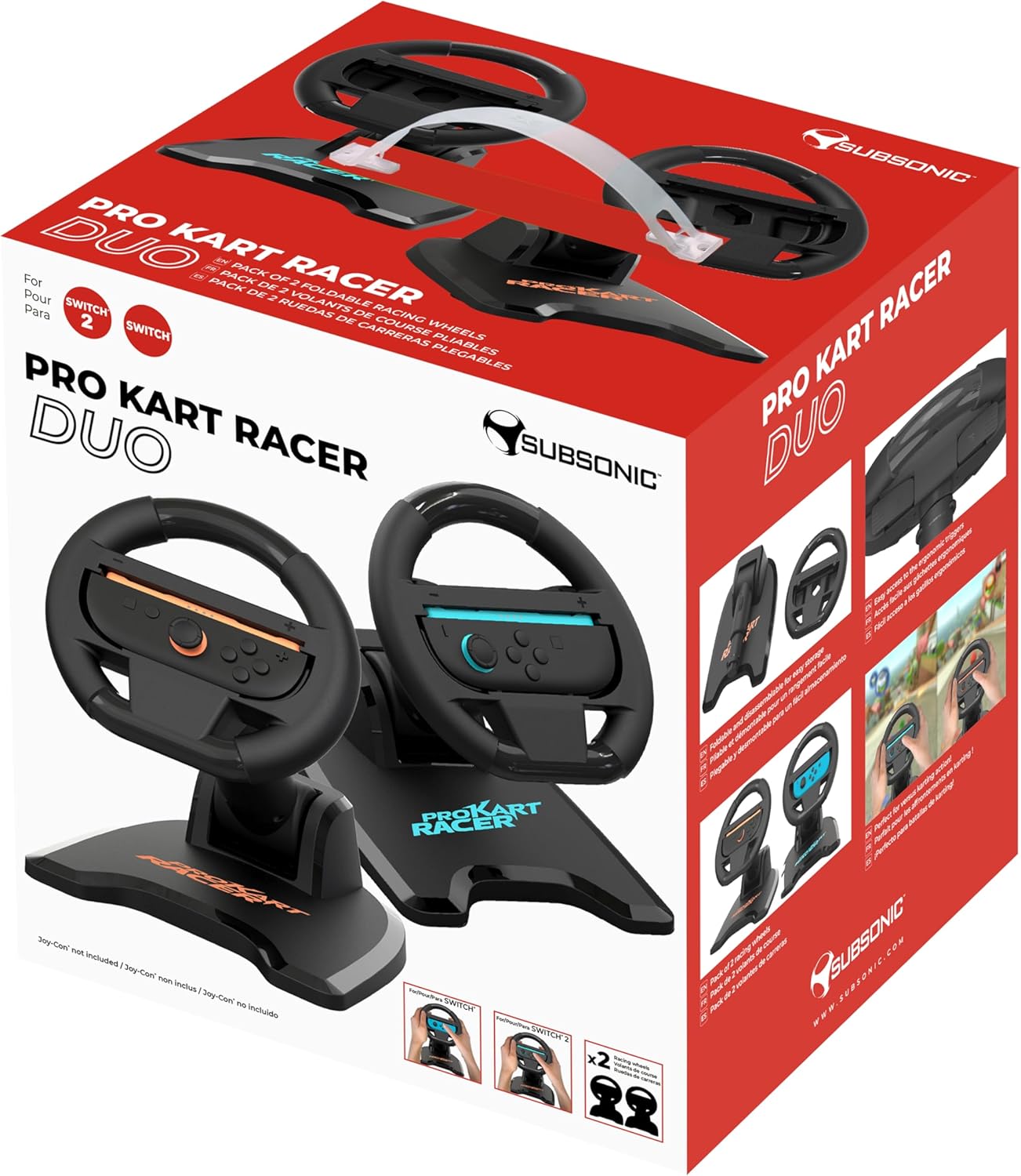 Thumbnail 6 de Subsonic lot de 2 volants de course pour Joy-Con Switch et Switch 2 (noir)