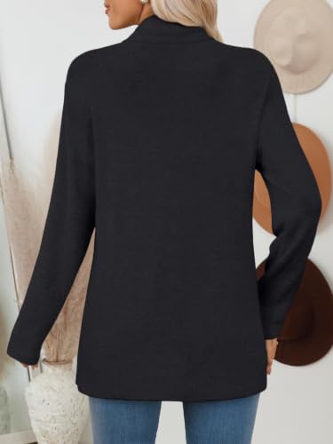 Detalle de LILLUSORY Long Cardigans for Women UK Lightweight Open-Front Knit in Black (Size L)