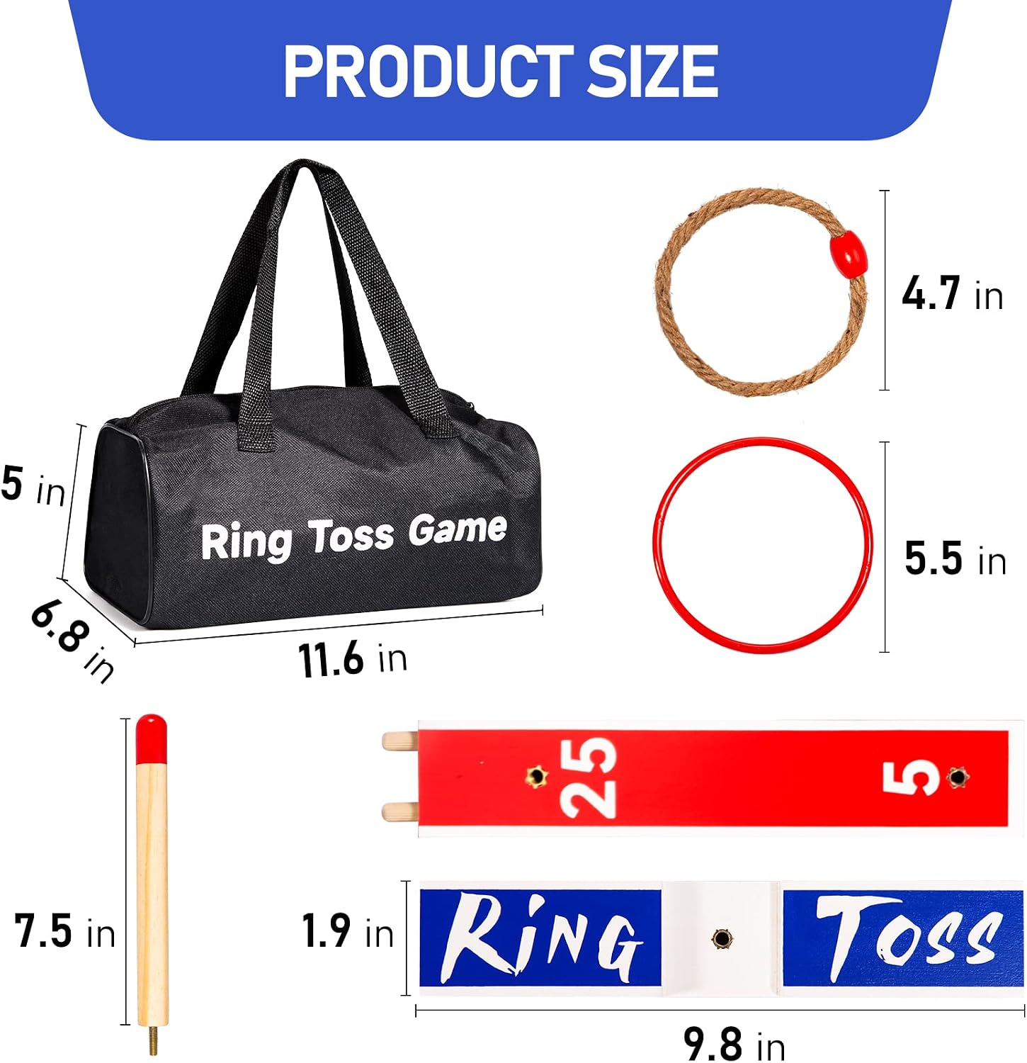 Detalle de U&C Planet Large Quoits – 10 Rope Rings, 10 Plastic Rings & Carry Bag