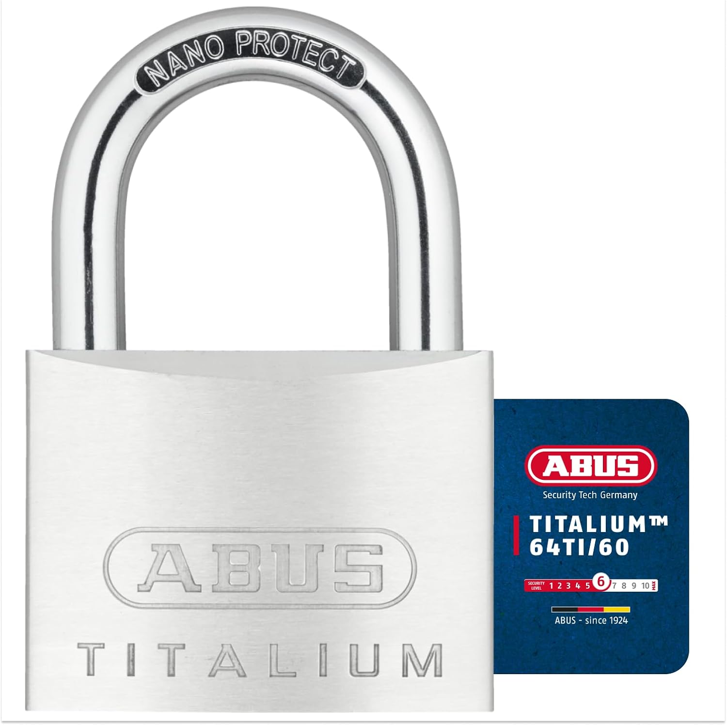 ABUS Titalium 64TI/60 – Cadenas de cave en aluminium spécial avec corps en aluminium et anse en acier trempé, niveau de sécurité ABUS 6