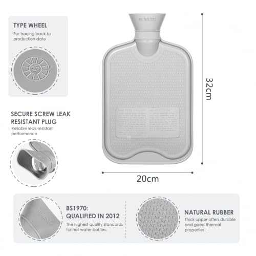 Detalle de BOLEi Hot Water Bottle with Faux‑Fur Kangaroo Pocket: Leak‑Proof Comfort in Light Grey