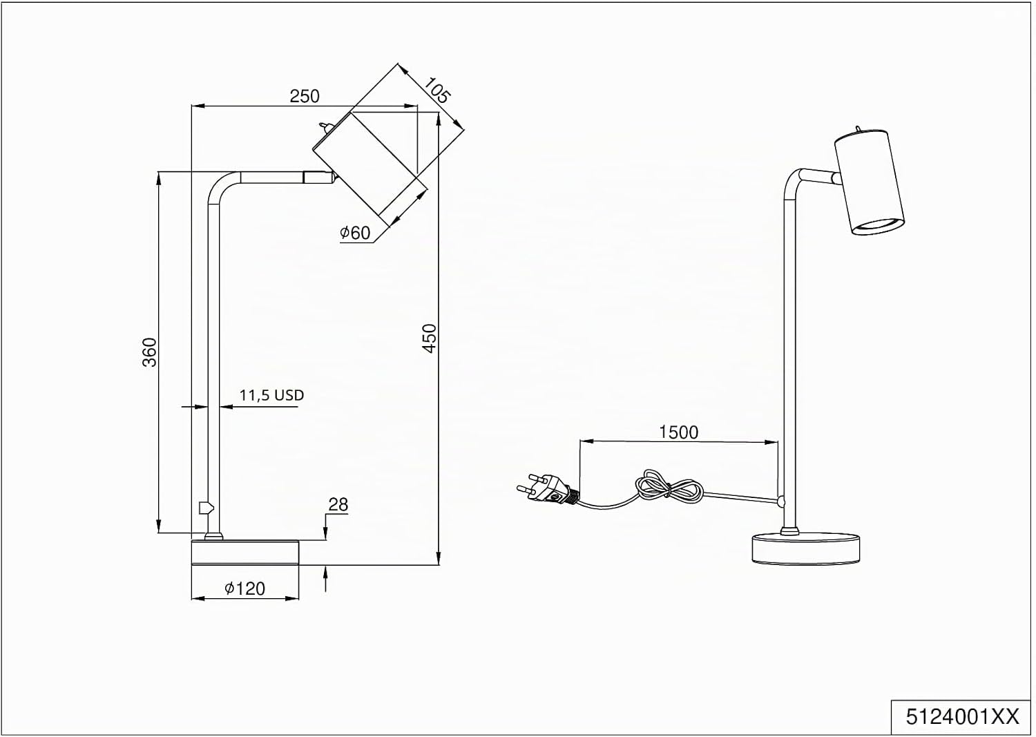 Thumbnail 6 de Trio Leuchten Marley 512400107 – metalowa lampa stołowa GU10, matowy nikiel