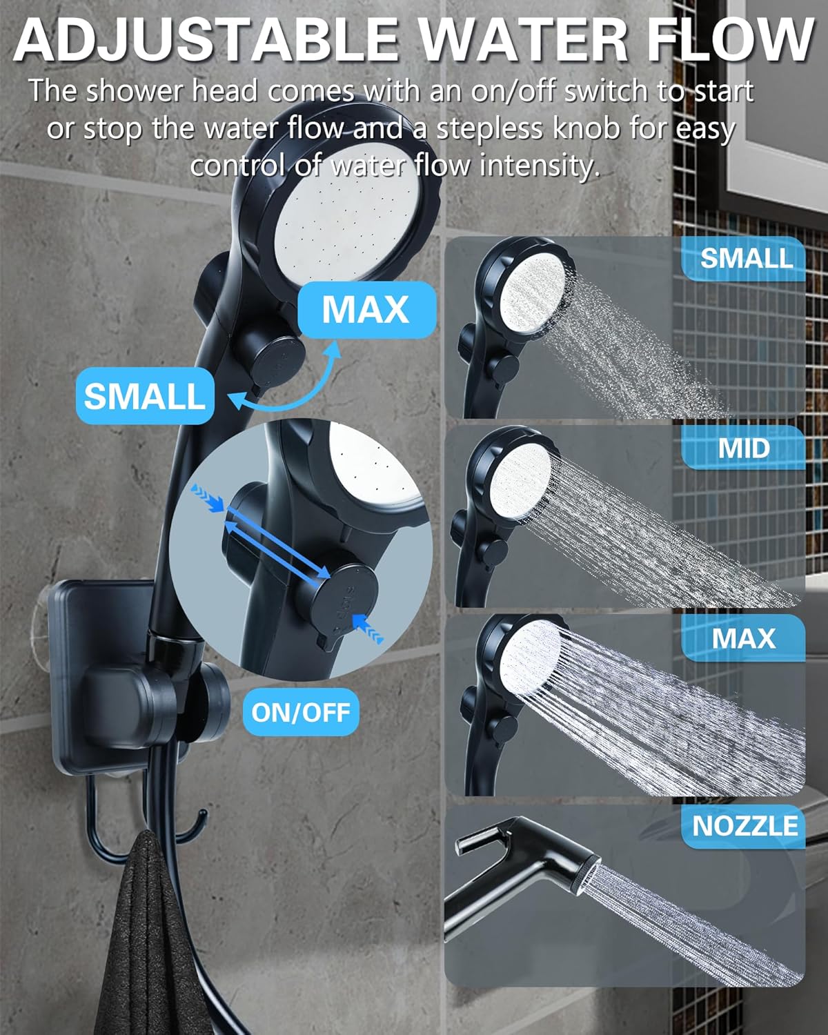 Detalle de Beviliu Portable Shower Camping – 6000mAh Rechargeable Outdoor Shower Kit