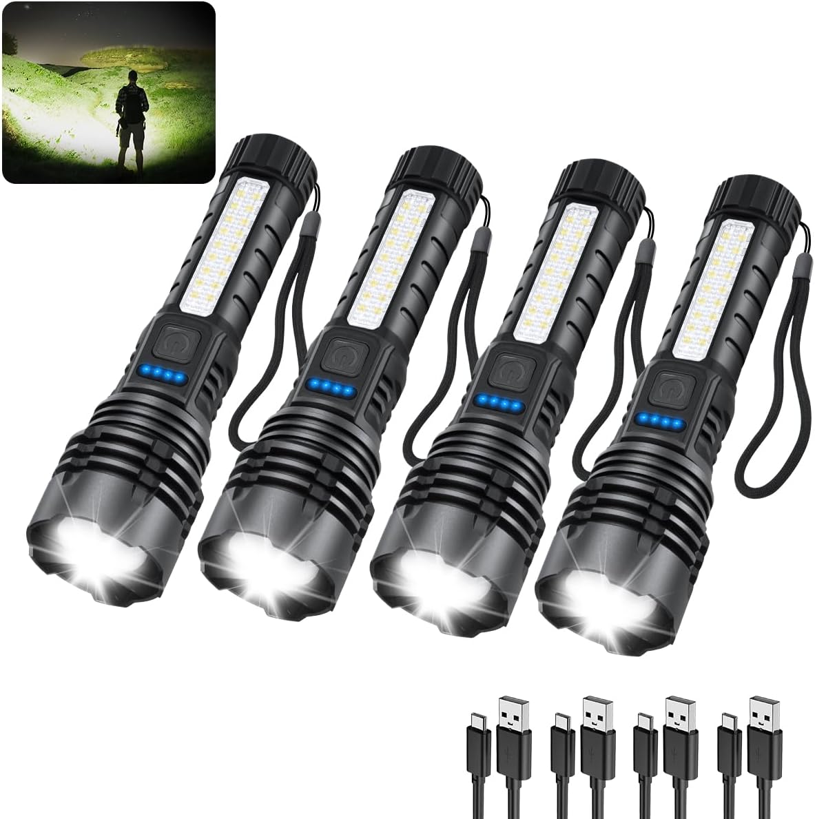 ZioeYiue Rechargeable Flashlight 4-Pack