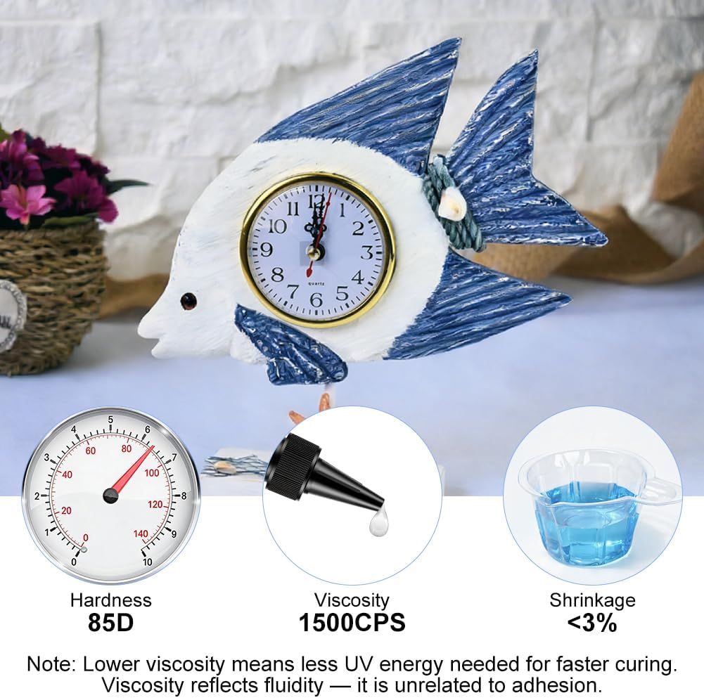 Detalle de AOOWU Résine UV Transparente, Kit Résine UV 100g avec Lampe – Durcissement rapide et Clair
