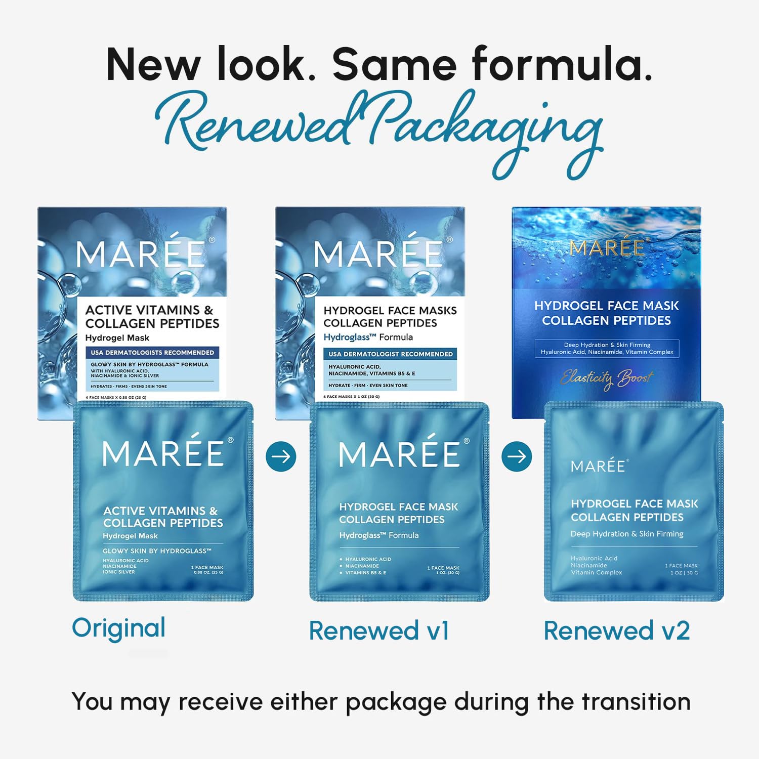 Detalle de MAREE Hydrogel Collagen Facial Mask with Hyaluronic Acid – Hydrating Mask for All Skin Types