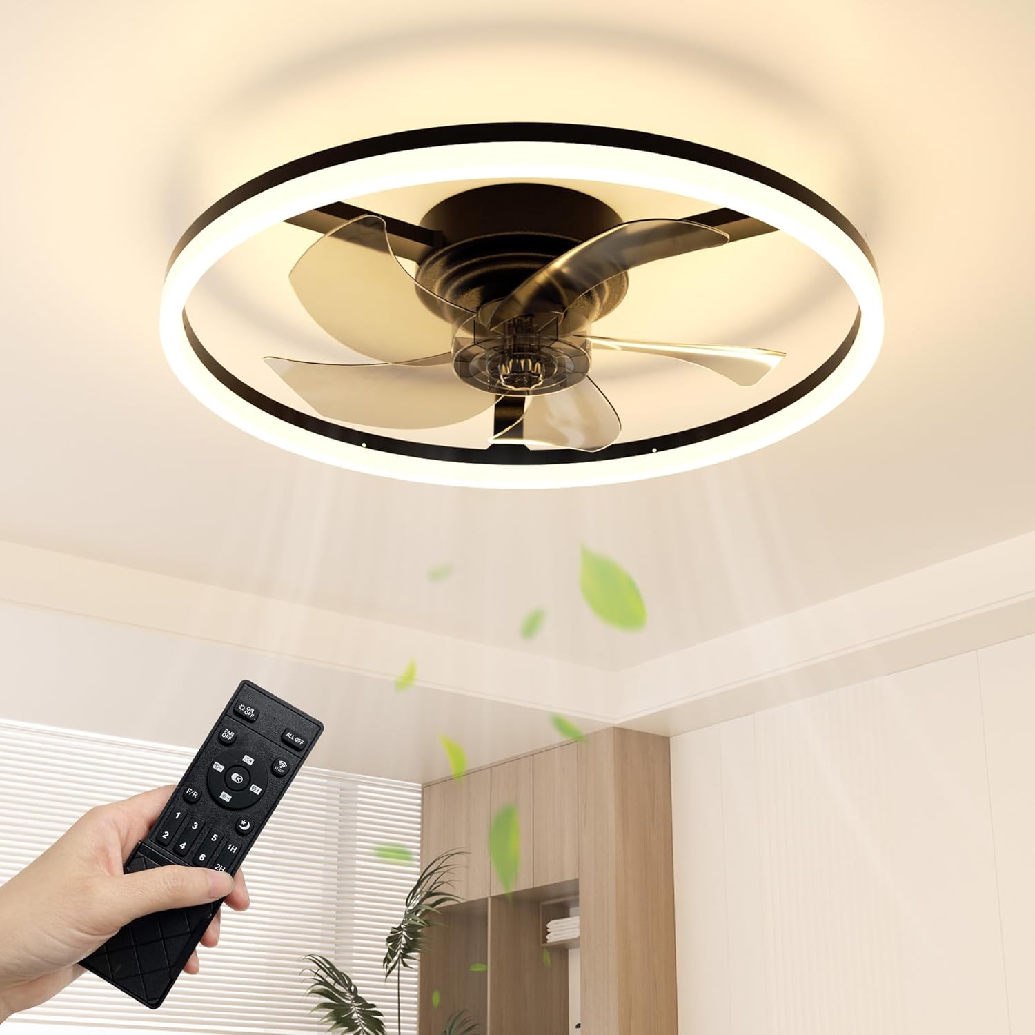 Thumbnail 6 de NIORSUN Ceiling Fan with Lights and Remote (White) – 6 speeds, dimmable 3000K-6500K LED