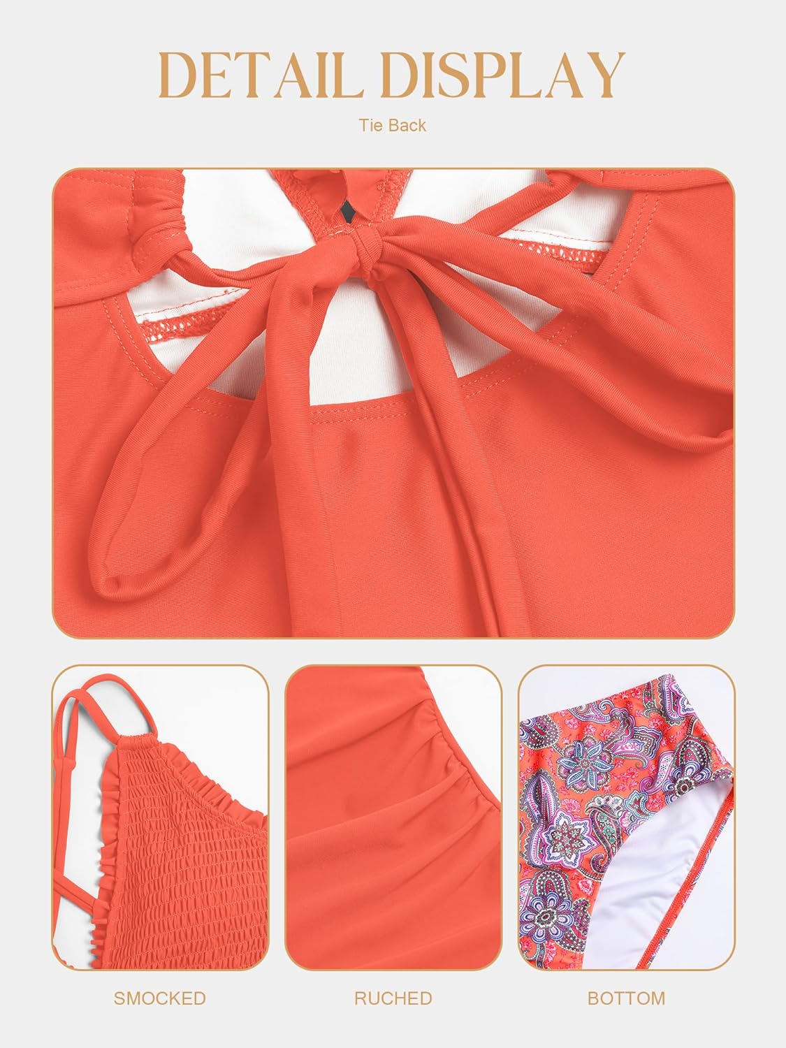 Thumbnail 6 de ZAFUL Womens Tankini Swimsuits Smocked 2 Piece Bathing Suit