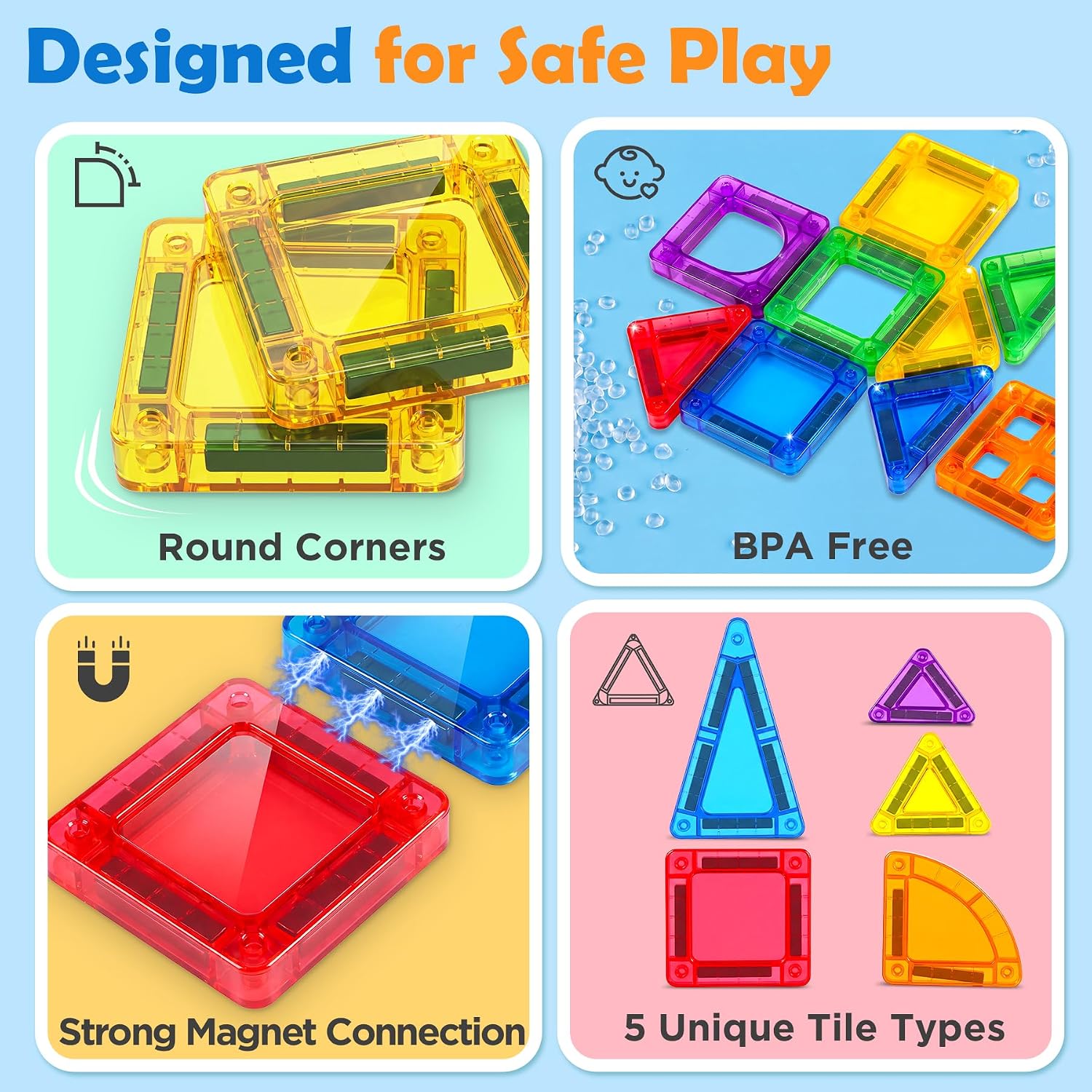 Detalle 2 de URMYWO Magnetic Building Tiles, 36-Piece Set