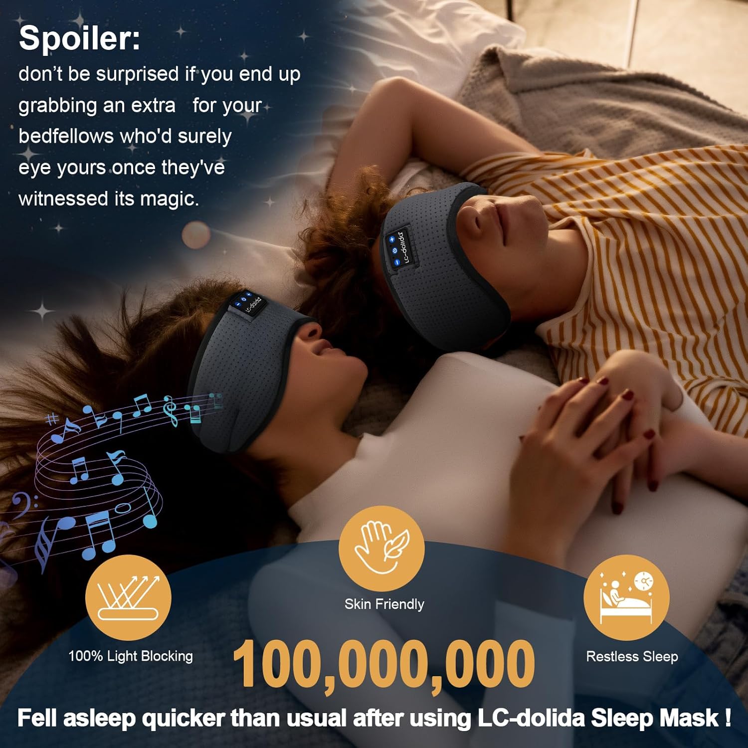 Thumbnail 2 de LC-dolida Bluetooth Sleeping Headphones Eye Mask