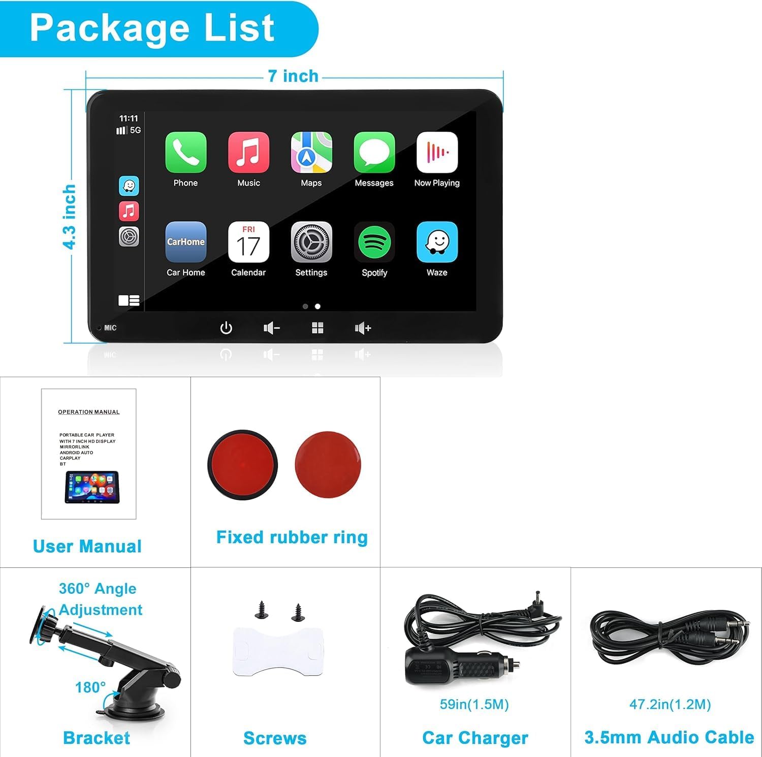 Thumbnail 6 de Portable Car Stereo 7 Inch 1080P