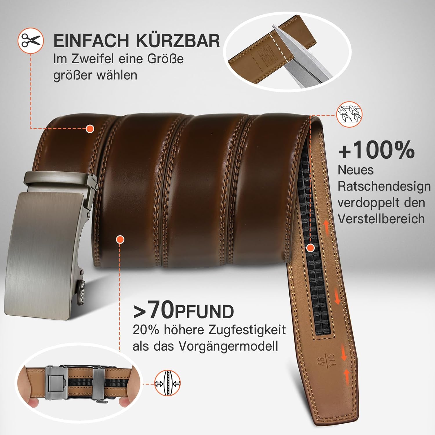 Thumbnail 2 de TANGCHAO Gürtel Herren mit automatischer Schnalle, 35 mm – eleganter Ledergürtel für Anzug & Jeans